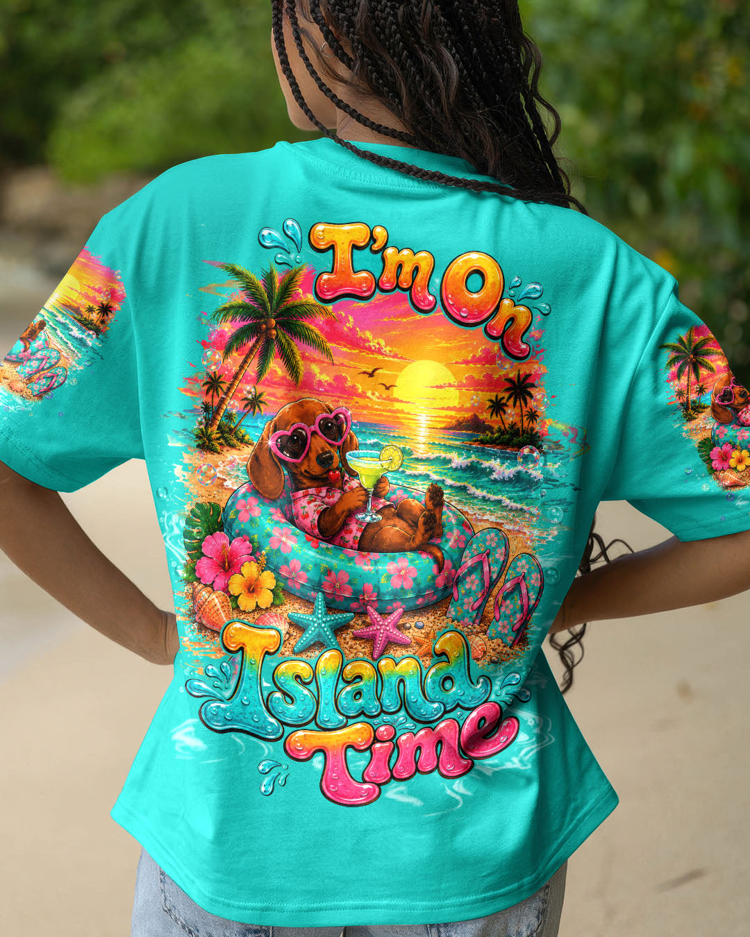 I'M ON ISLAND TIME DACHSHUND DOG ALL OVER PRINT  - TLTW2005263