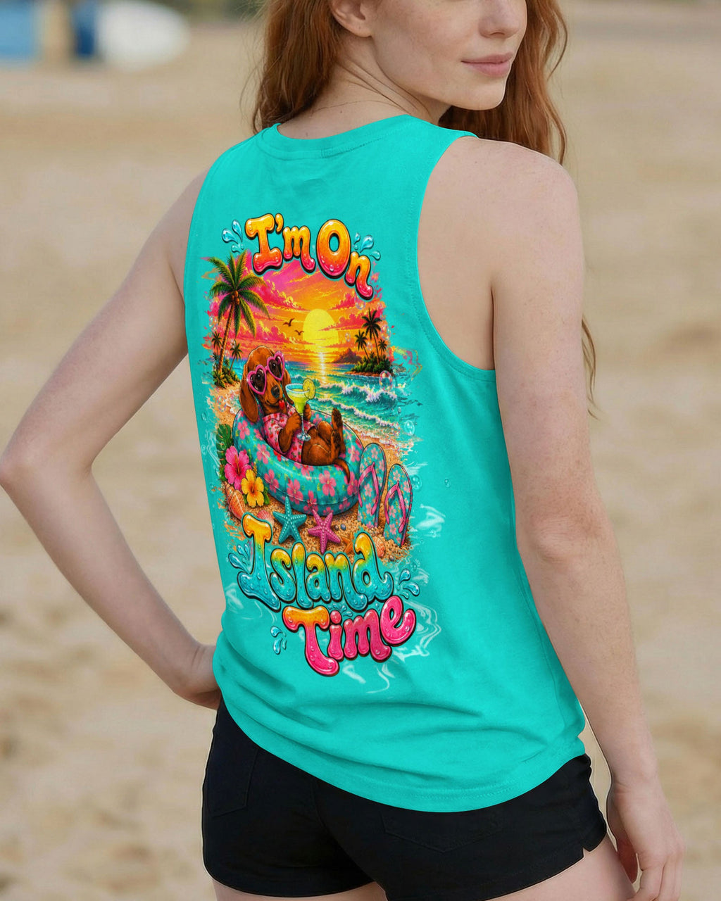 I'M ON ISLAND TIME DACHSHUND DOG ALL OVER PRINT  - TLTW2005263