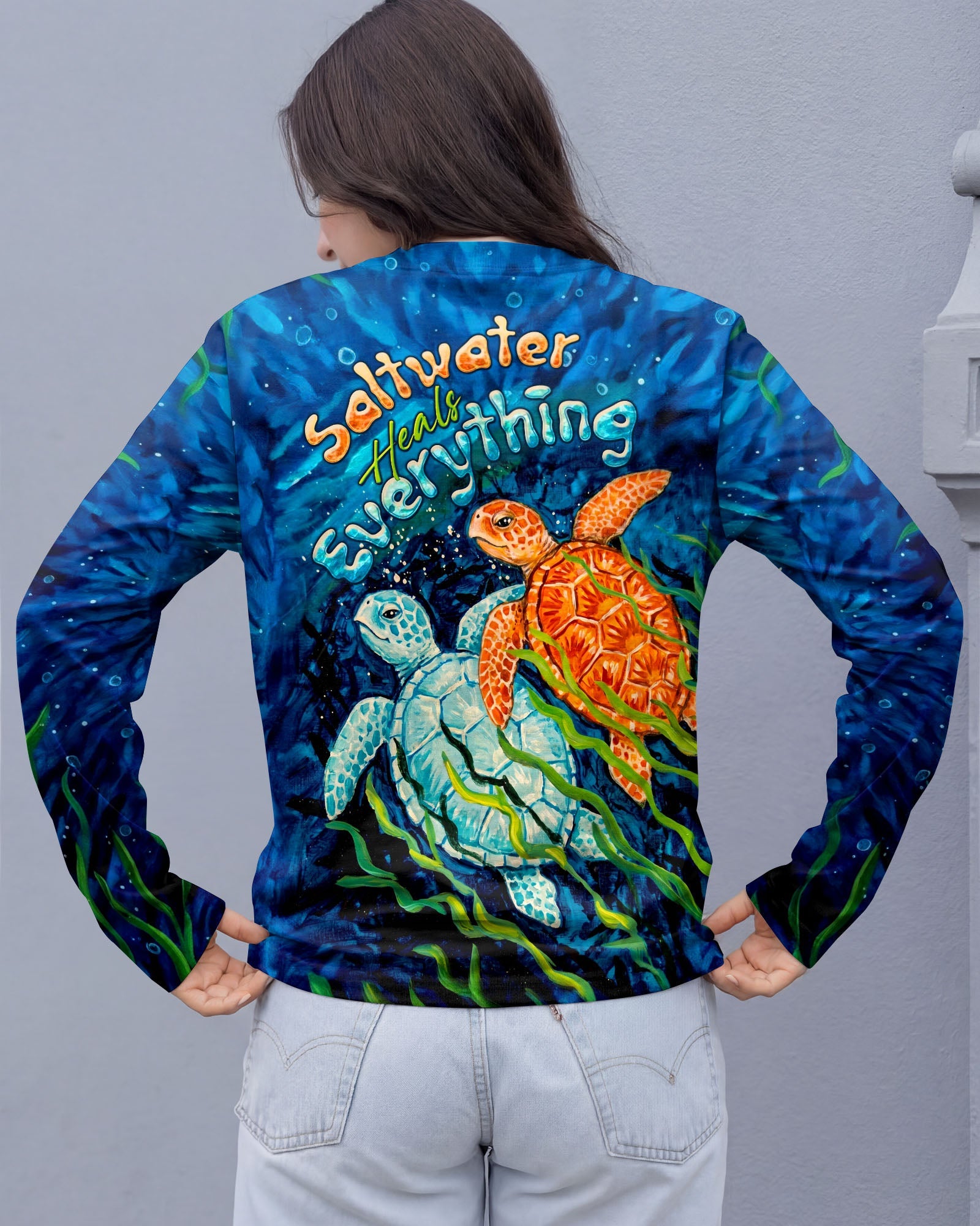 SALTWATER HEALS EVERYTHING TURTLE ALL OVER PRINT  - TLTW2204263
