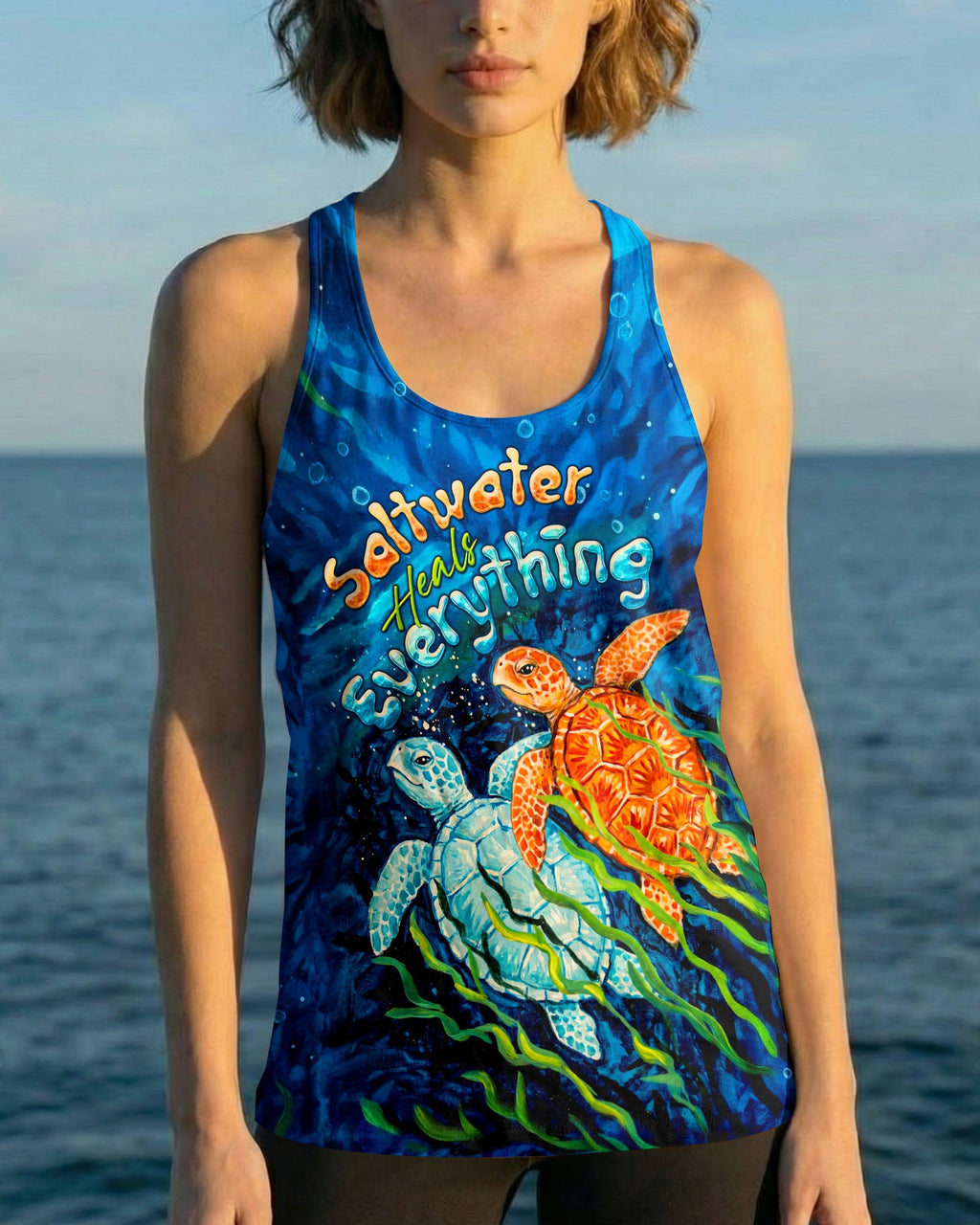 SALTWATER HEALS EVERYTHING TURTLE ALL OVER PRINT  - TLTW2204263