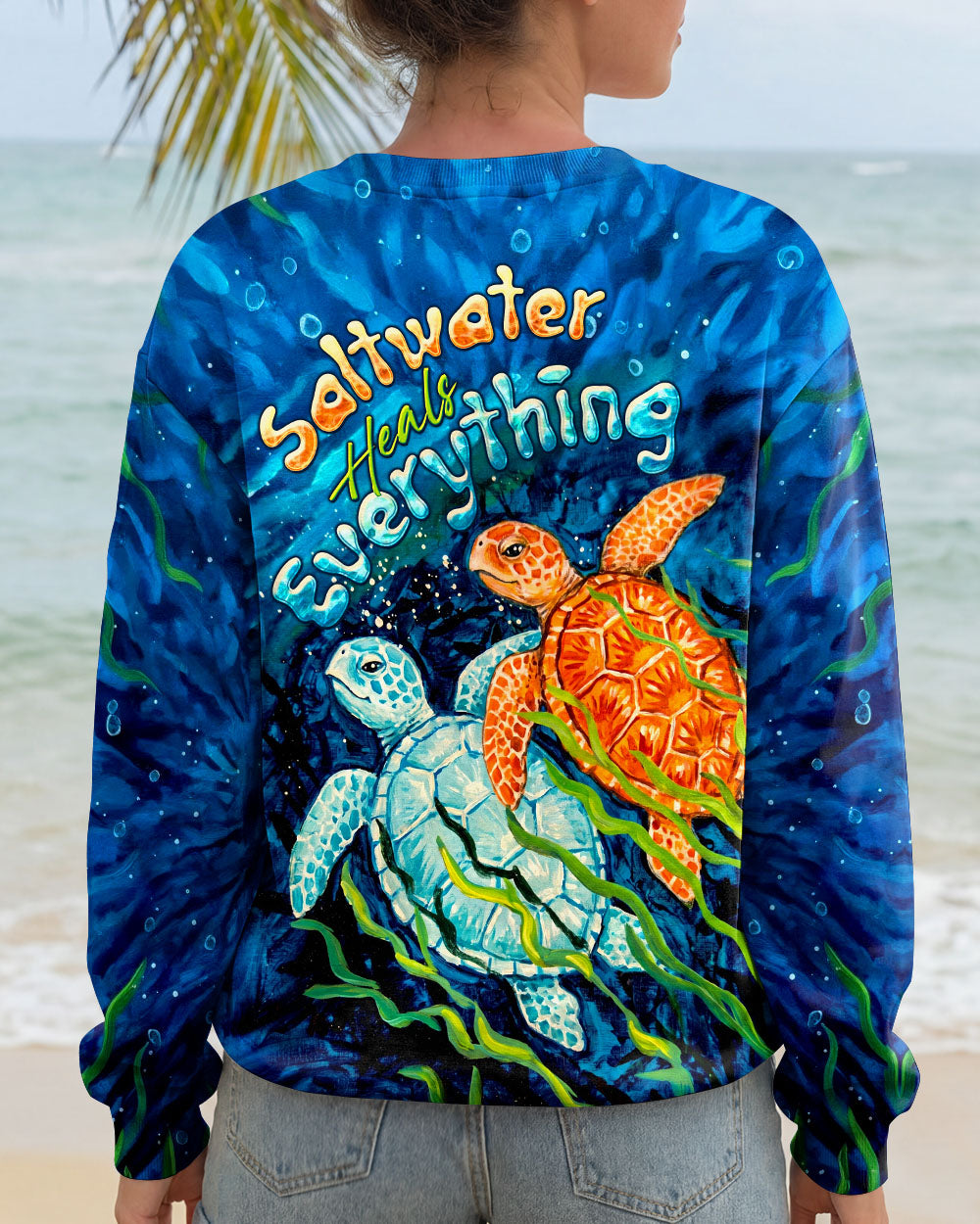 SALTWATER HEALS EVERYTHING TURTLE ALL OVER PRINT  - TLTW2204263