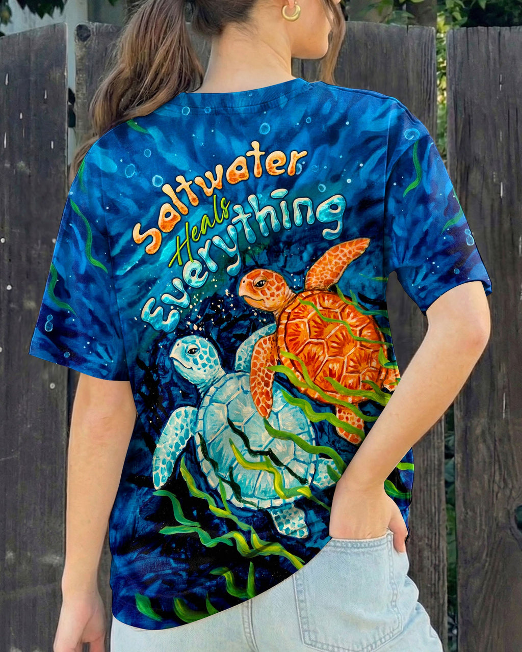 SALTWATER HEALS EVERYTHING TURTLE ALL OVER PRINT  - TLTW2204263