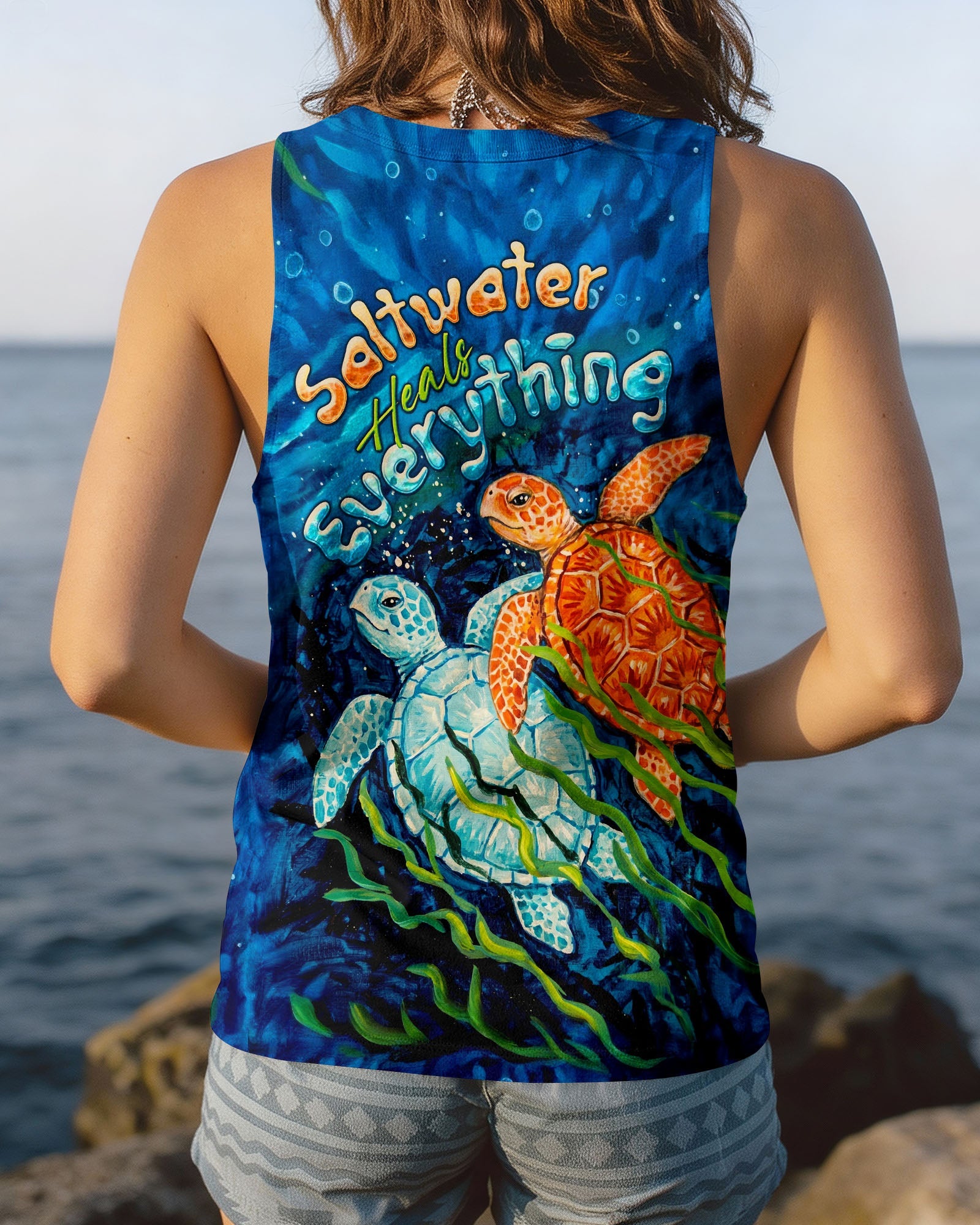 SALTWATER HEALS EVERYTHING TURTLE ALL OVER PRINT  - TLTW2204263