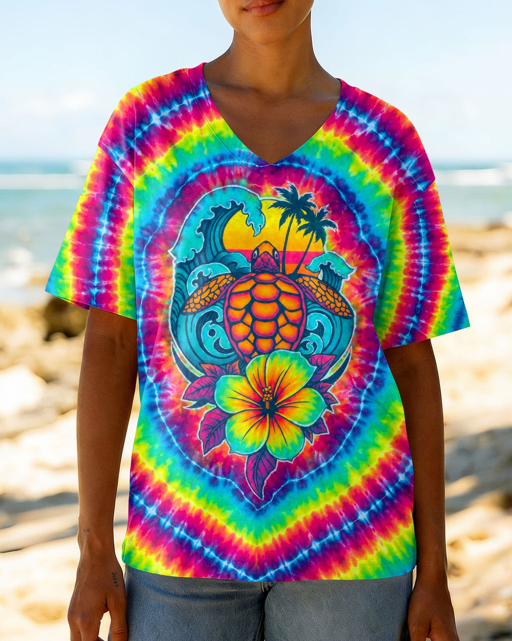 SEA TURTLE SUNSET SWIRL ALL OVER PRINT - TLTW2506261