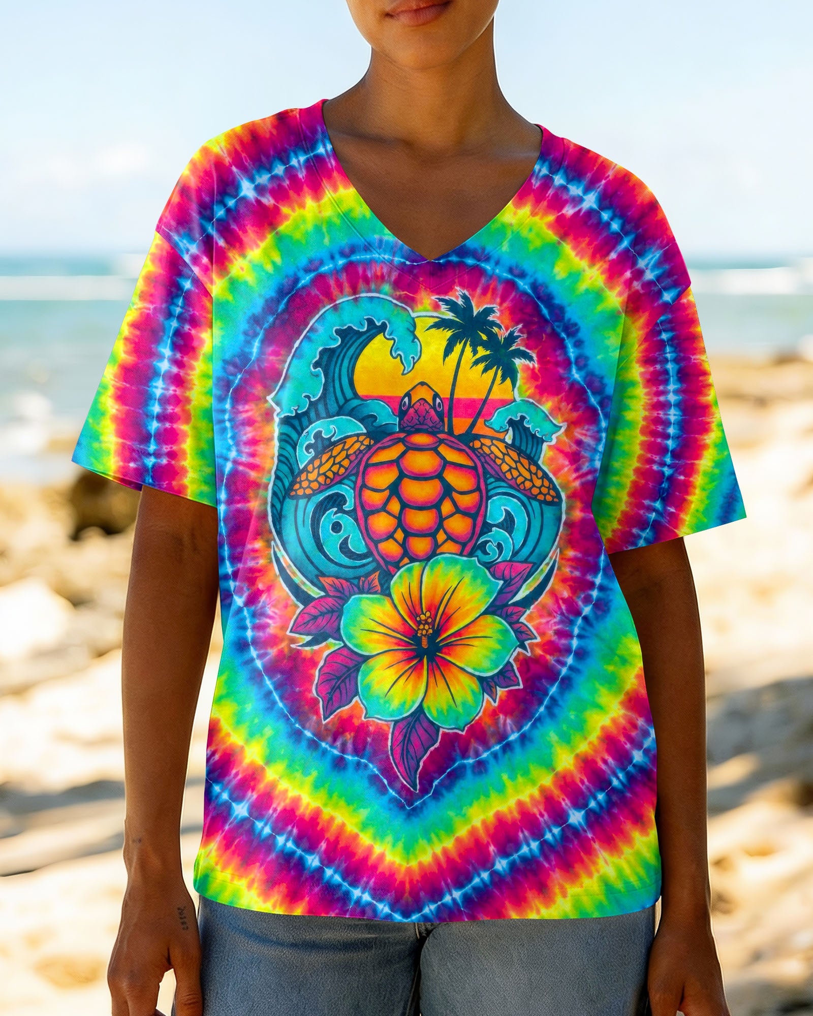 SEA TURTLE SUNSET SWIRL ALL OVER PRINT - TLTW2506261