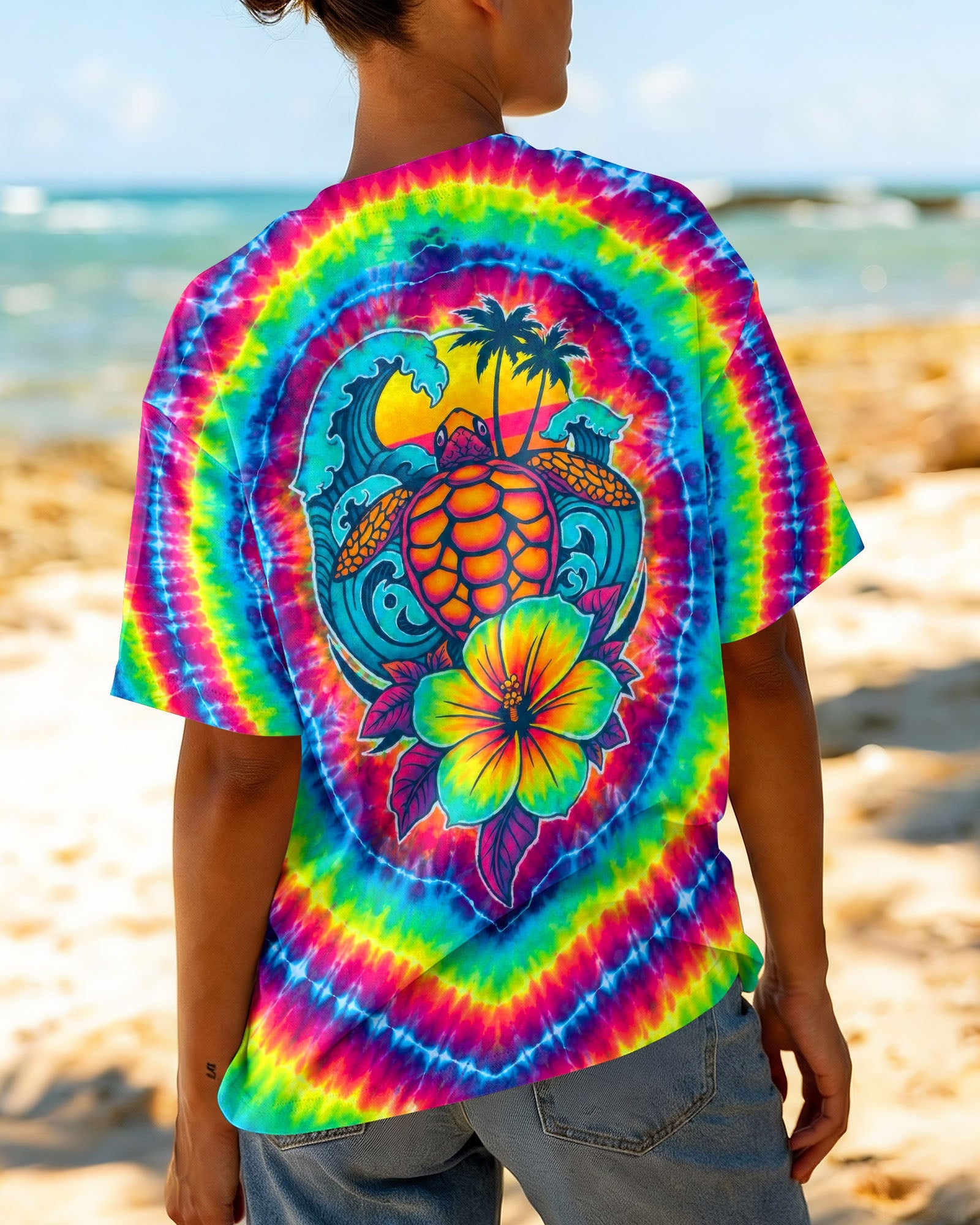 SEA TURTLE SUNSET SWIRL ALL OVER PRINT - TLTW2506261