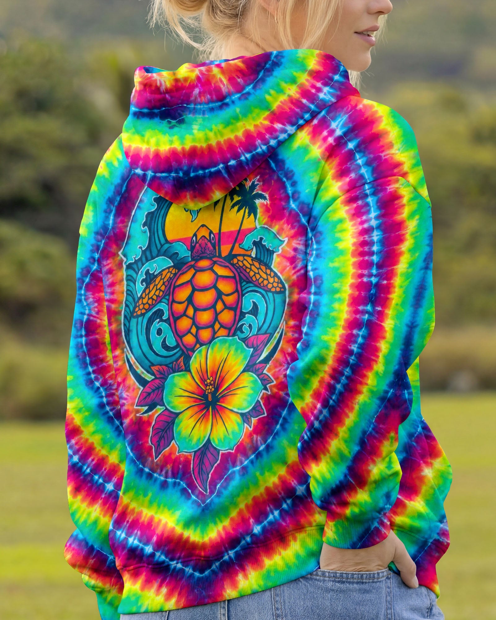 SEA TURTLE SUNSET SWIRL ALL OVER PRINT - TLTW2506261