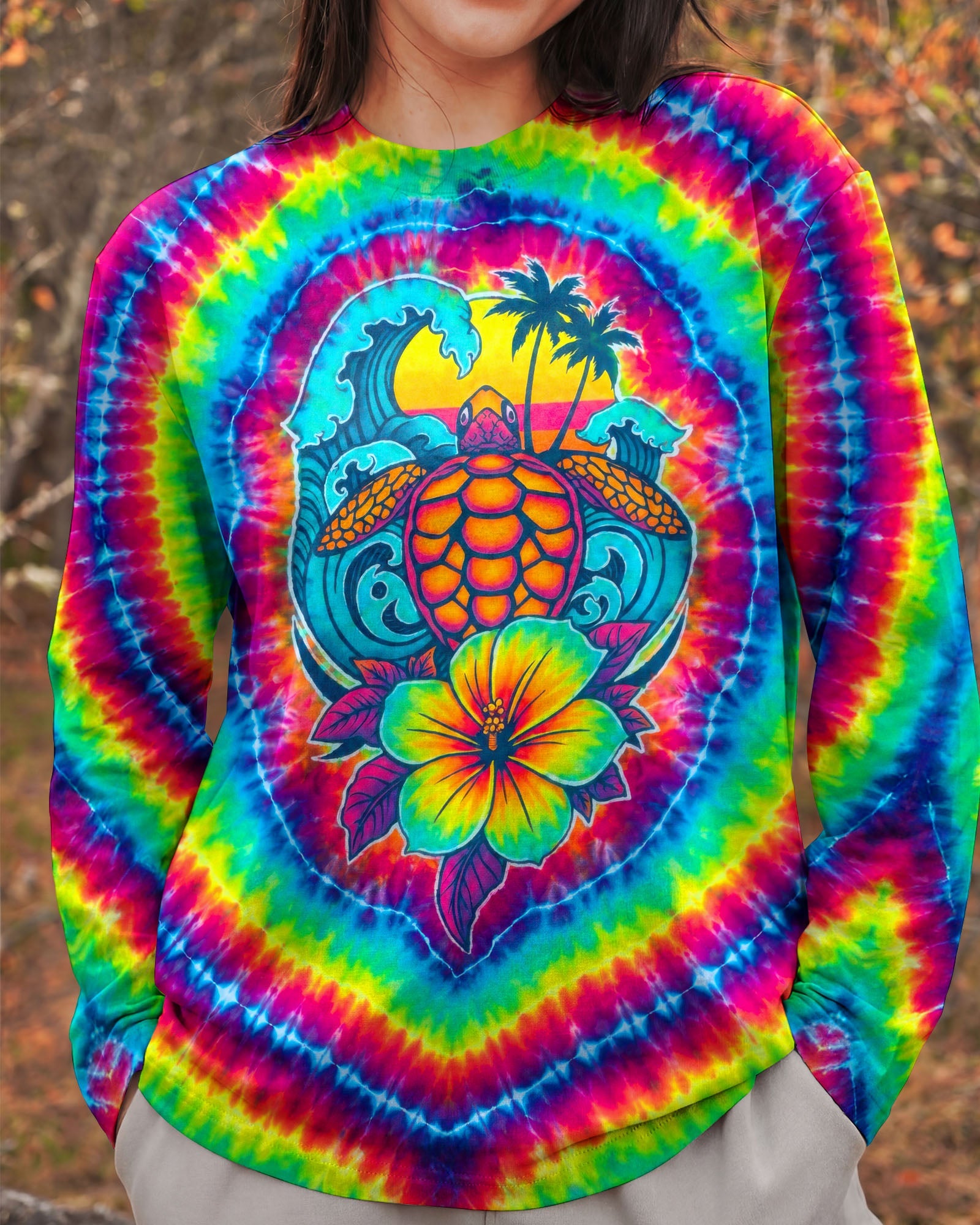 SEA TURTLE SUNSET SWIRL ALL OVER PRINT - TLTW2506261