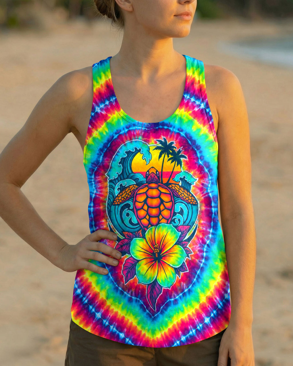 SEA TURTLE SUNSET SWIRL ALL OVER PRINT - TLTW2506261