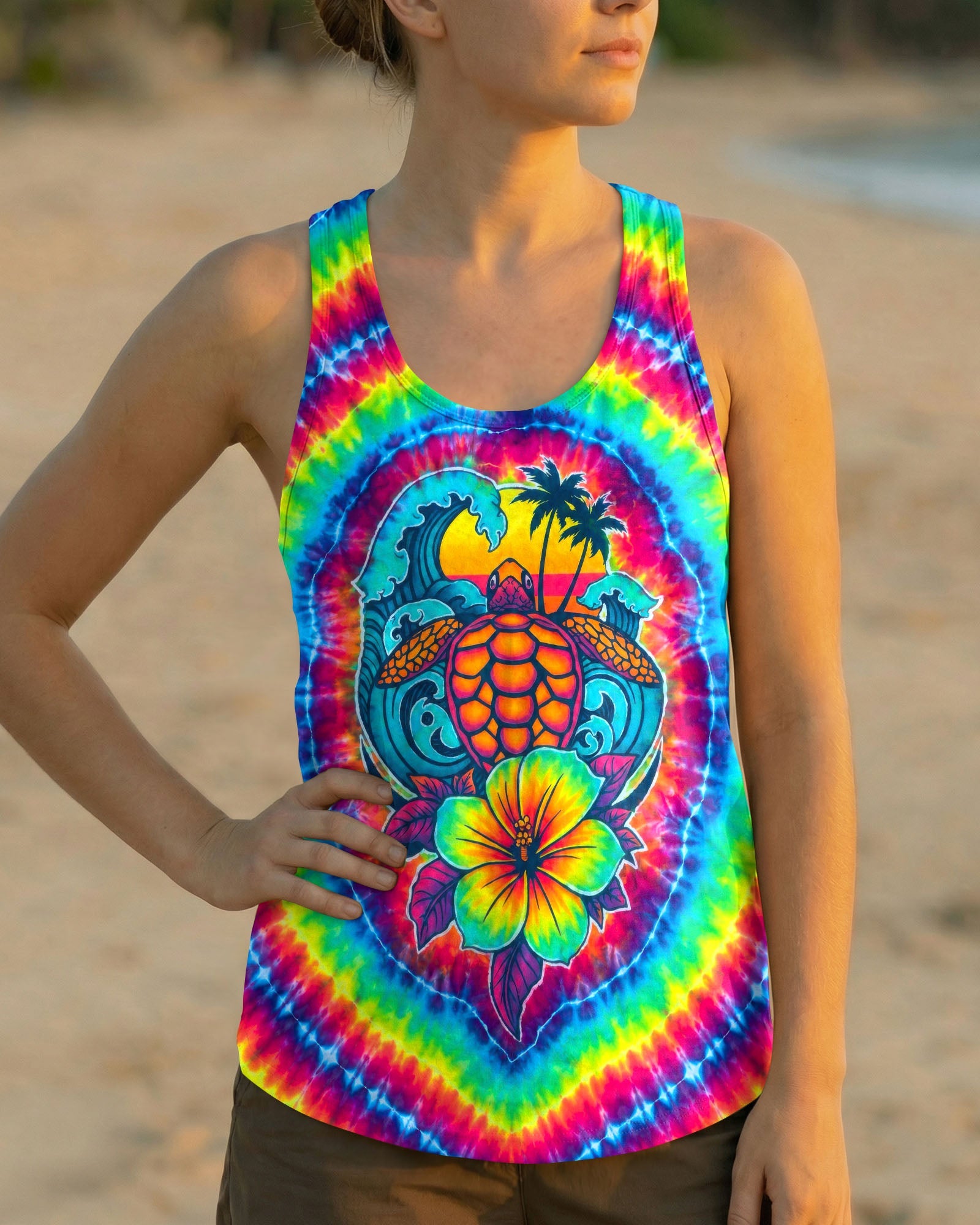 SEA TURTLE SUNSET SWIRL ALL OVER PRINT - TLTW2506261