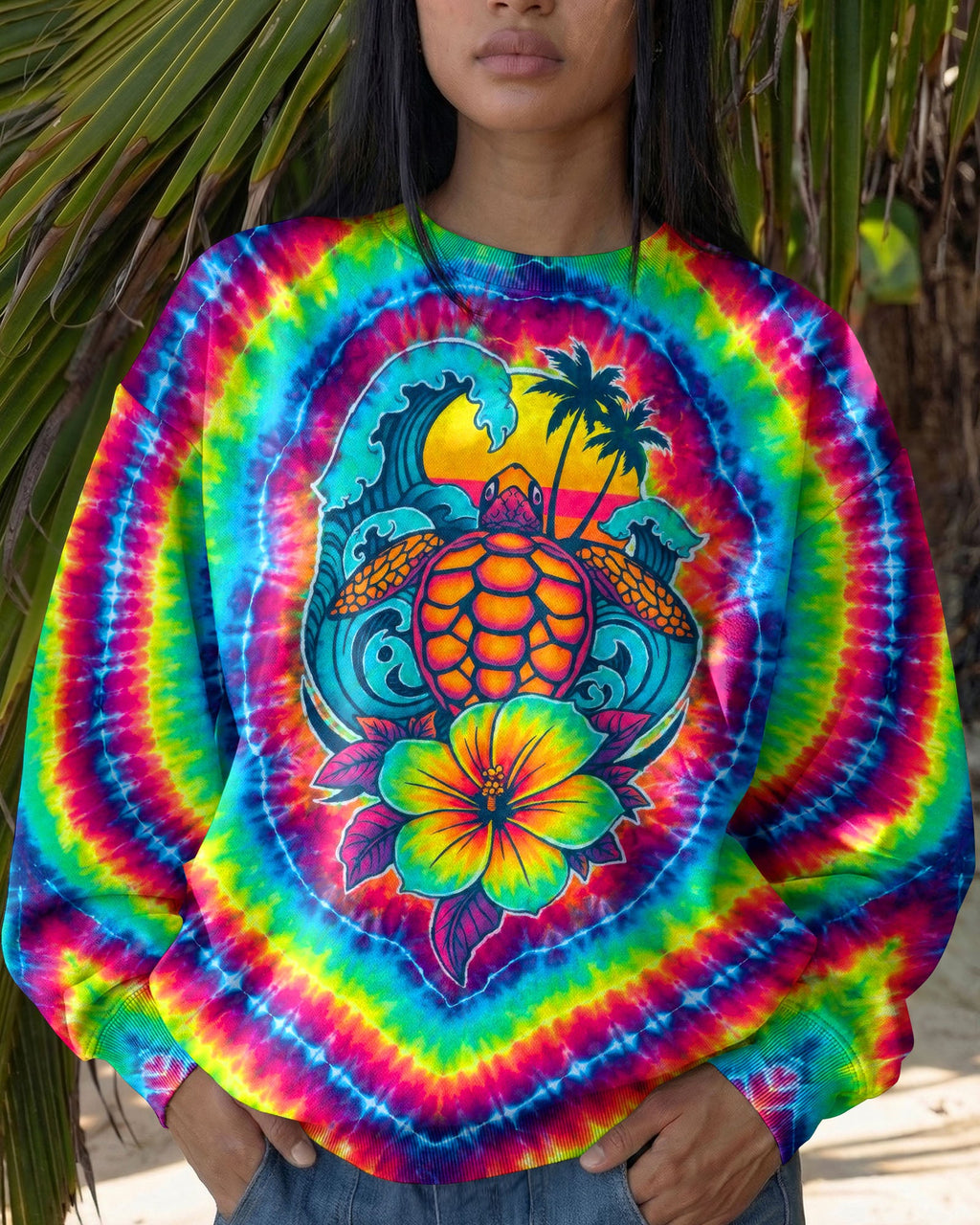 SEA TURTLE SUNSET SWIRL ALL OVER PRINT - TLTW2506261
