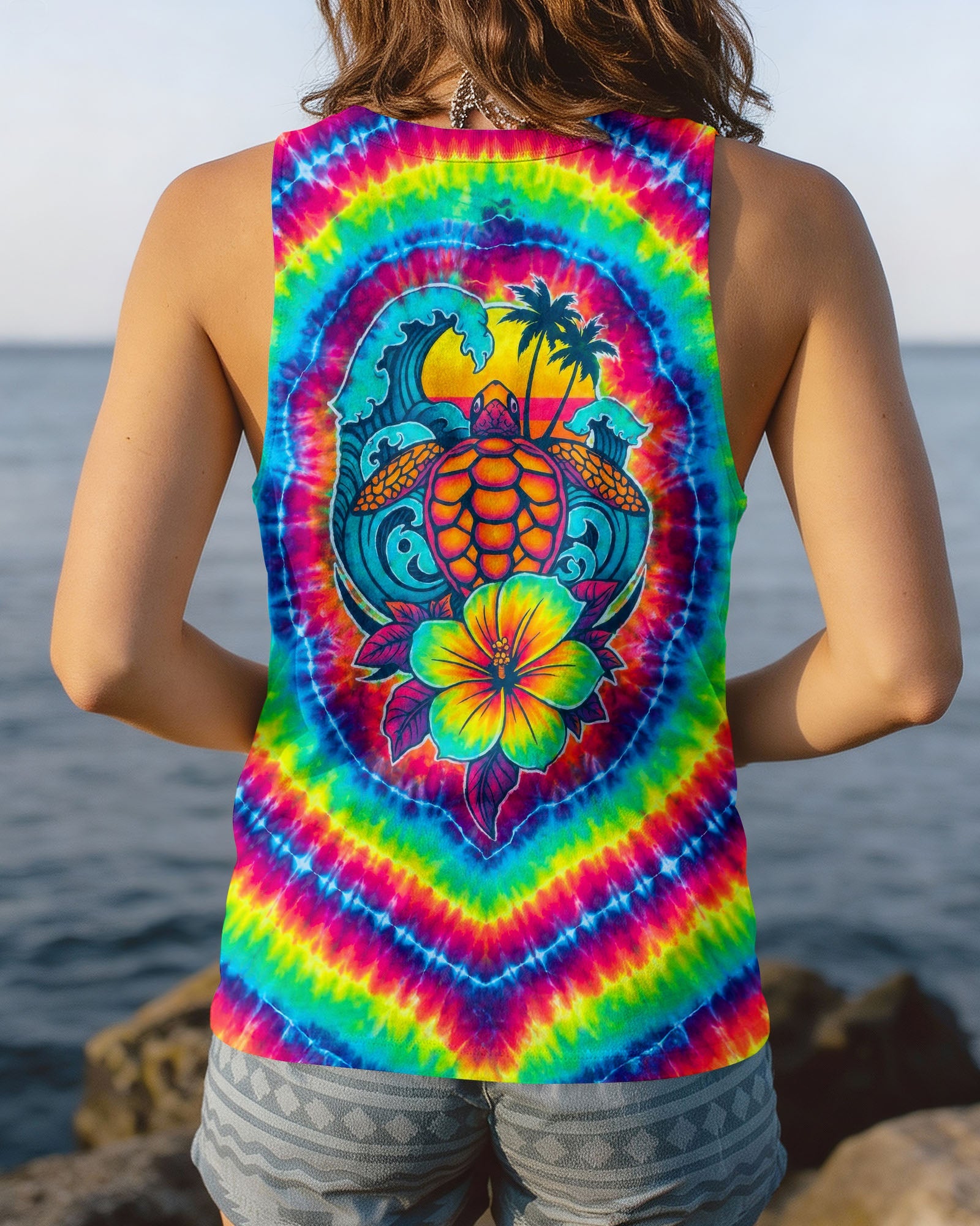 SEA TURTLE SUNSET SWIRL ALL OVER PRINT - TLTW2506261