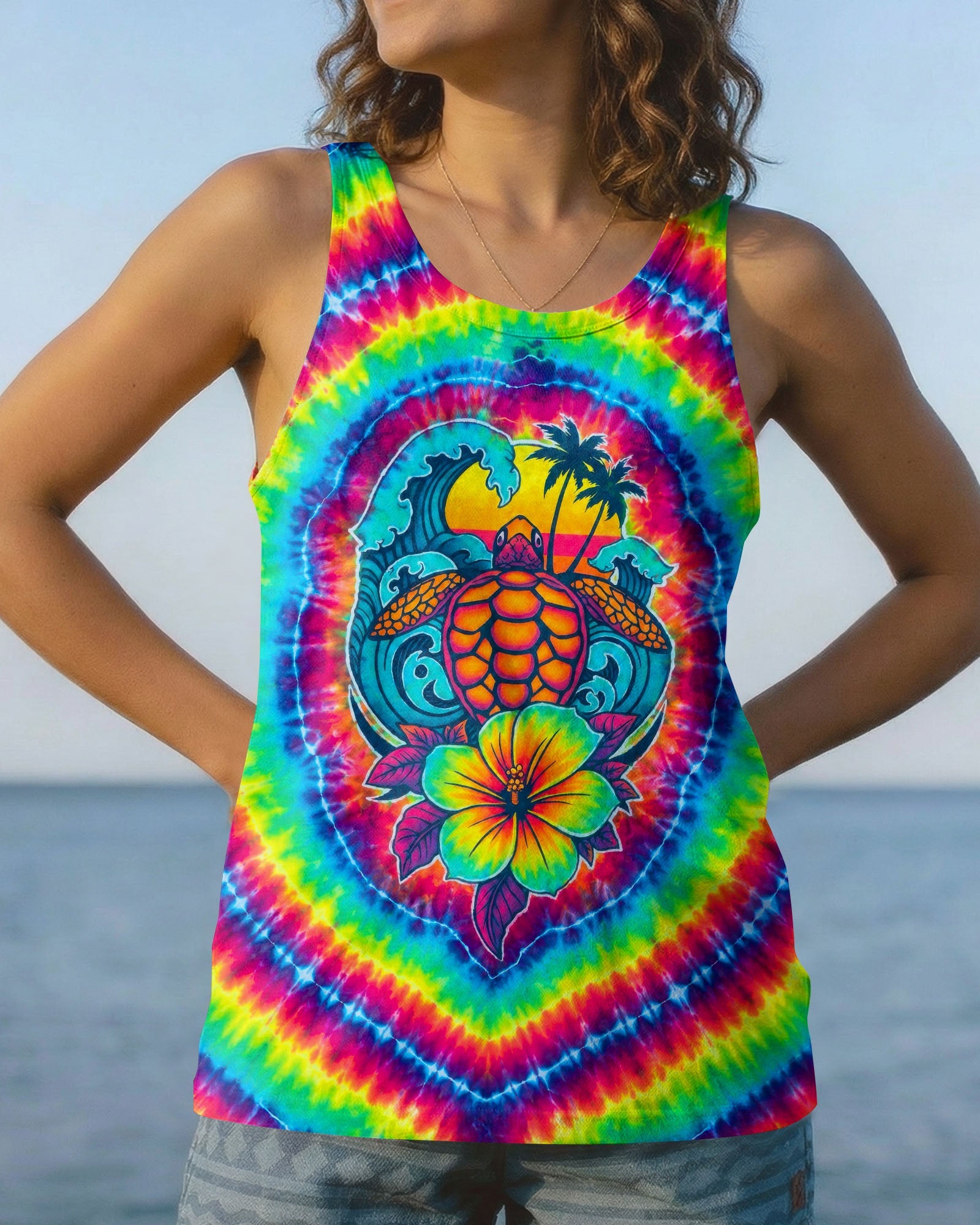SEA TURTLE SUNSET SWIRL ALL OVER PRINT - TLTW2506261