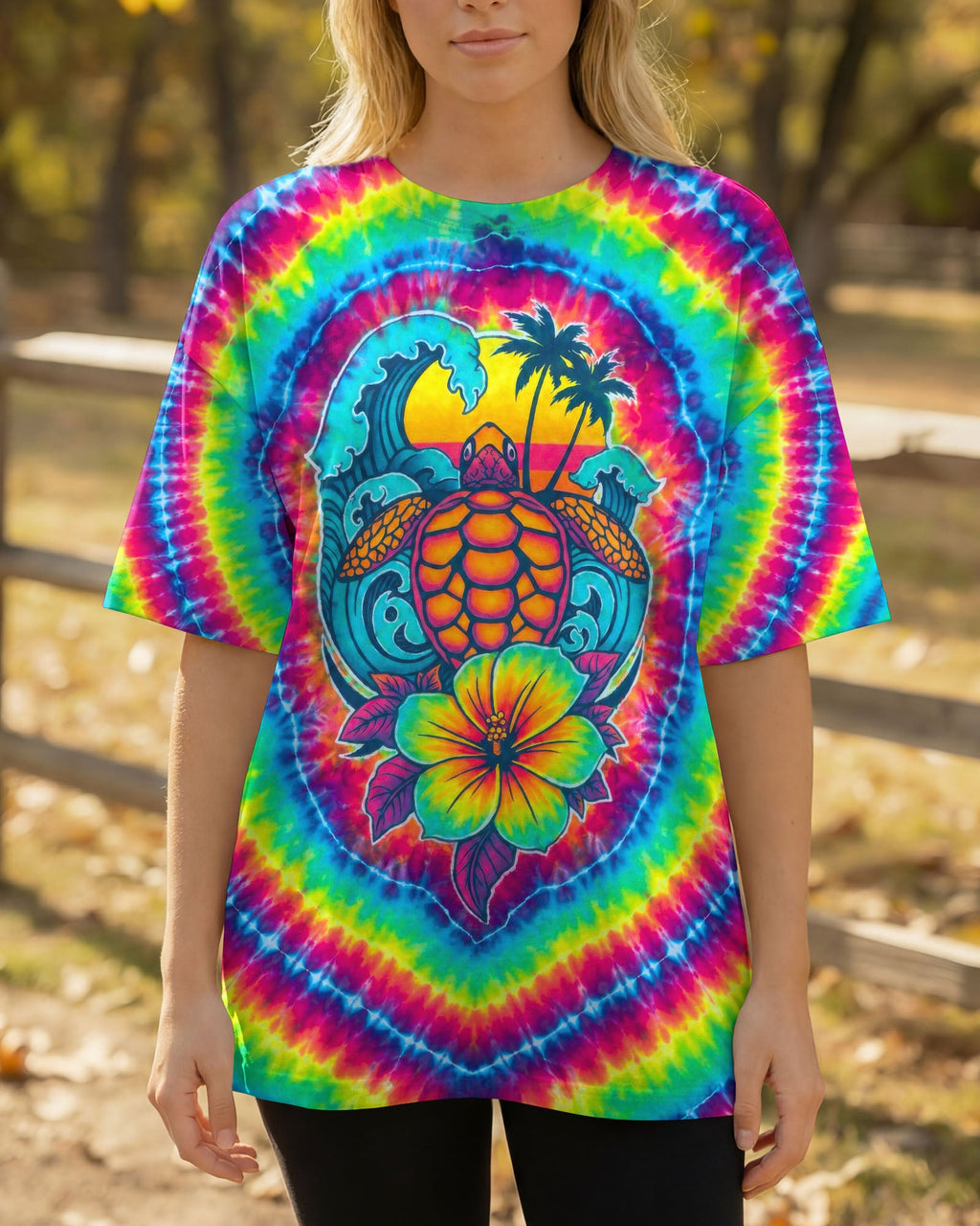 SEA TURTLE SUNSET SWIRL ALL OVER PRINT - TLTW2506261