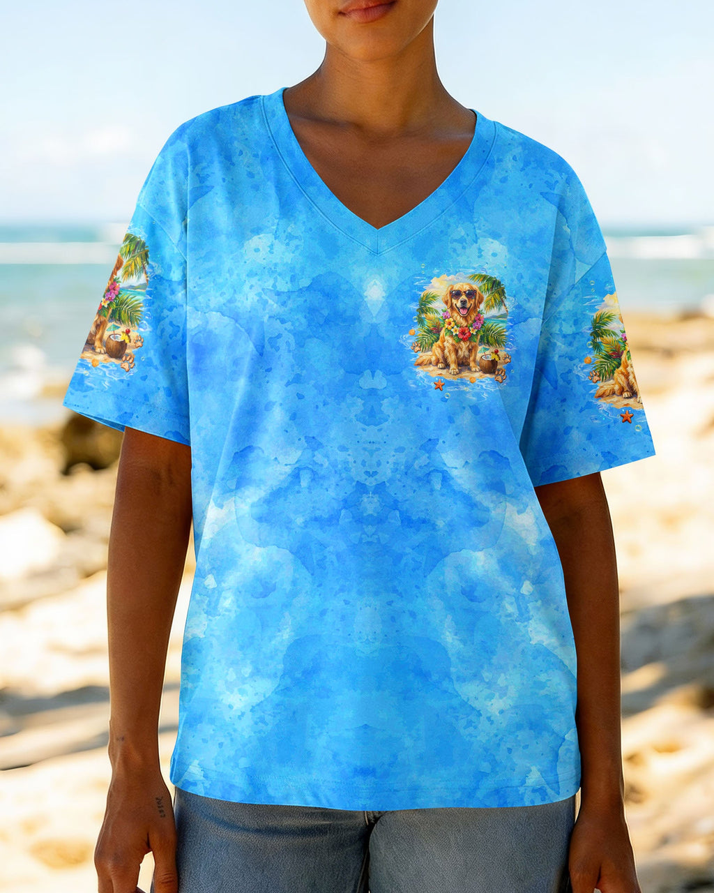 I'M ON ISLAND TIME GOLDEN RETRIEVER DOG ALL OVER PRINT  - TLTW2705261