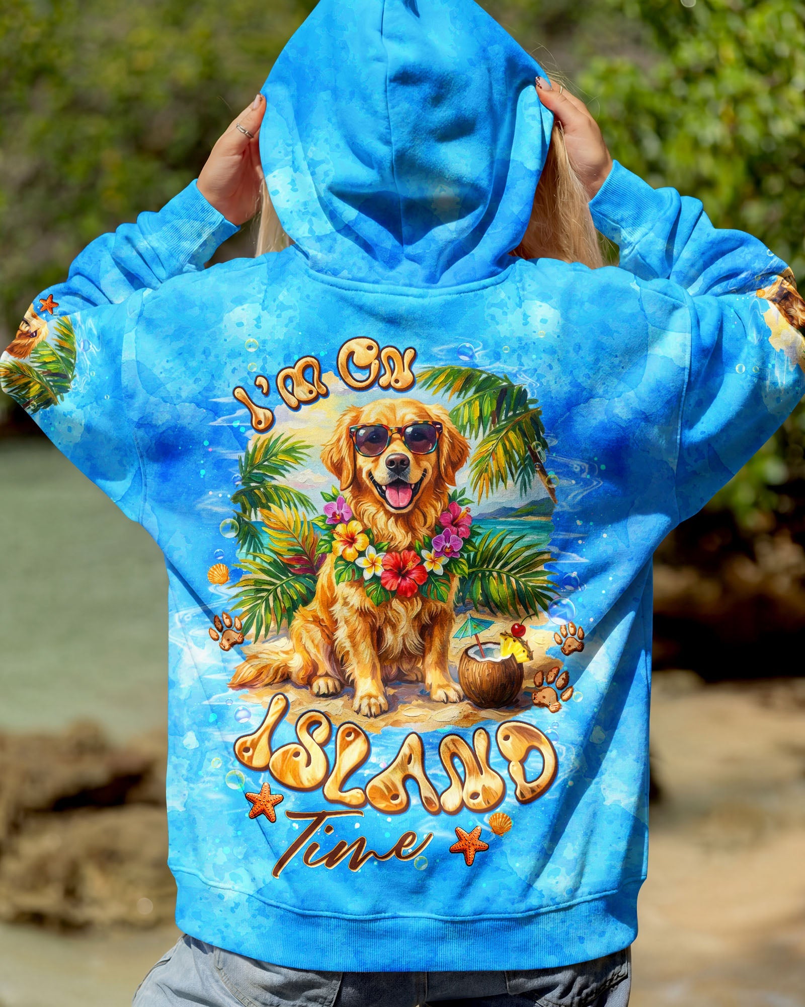 I'M ON ISLAND TIME GOLDEN RETRIEVER DOG ALL OVER PRINT  - TLTW2705261