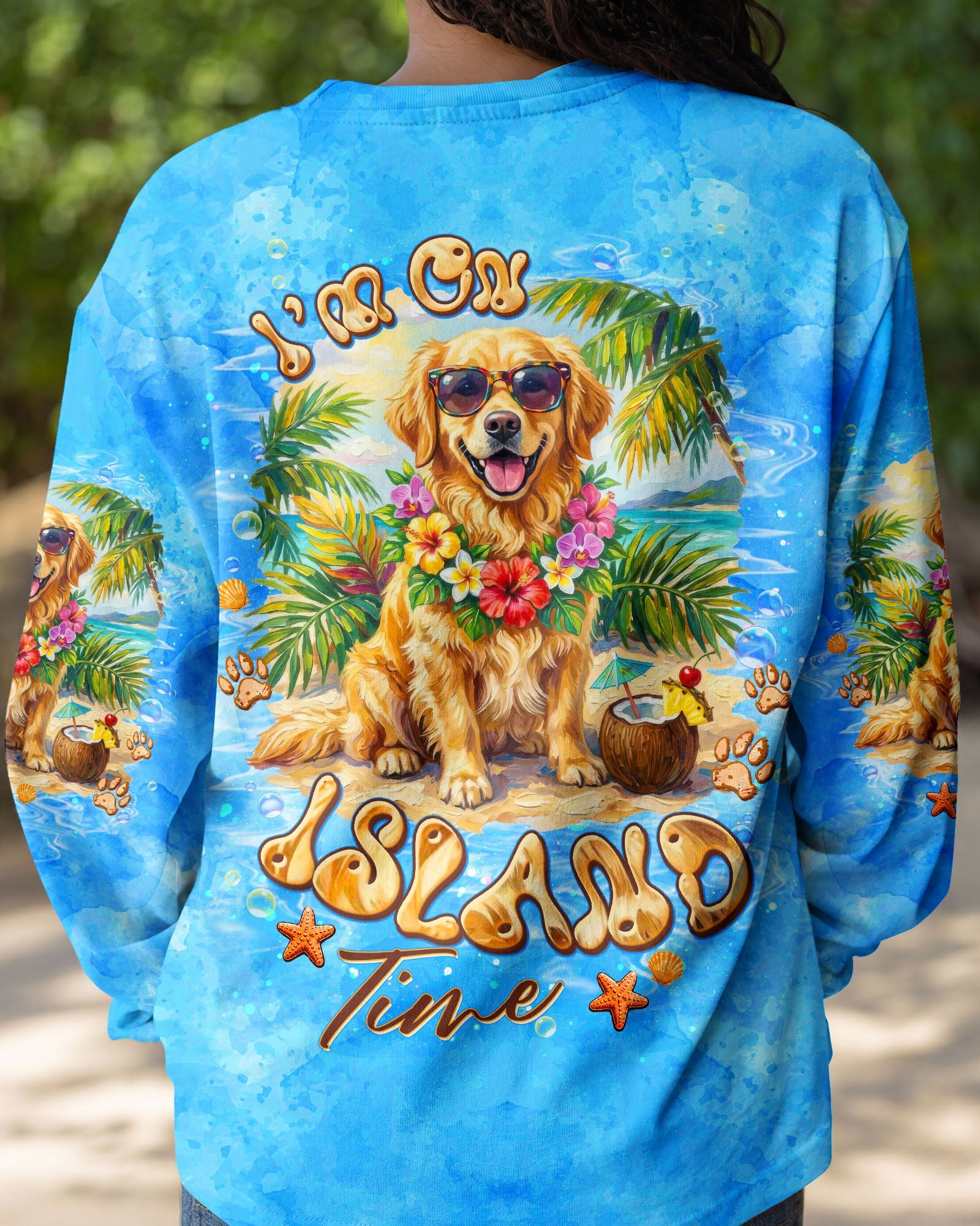 I'M ON ISLAND TIME GOLDEN RETRIEVER DOG ALL OVER PRINT  - TLTW2705261