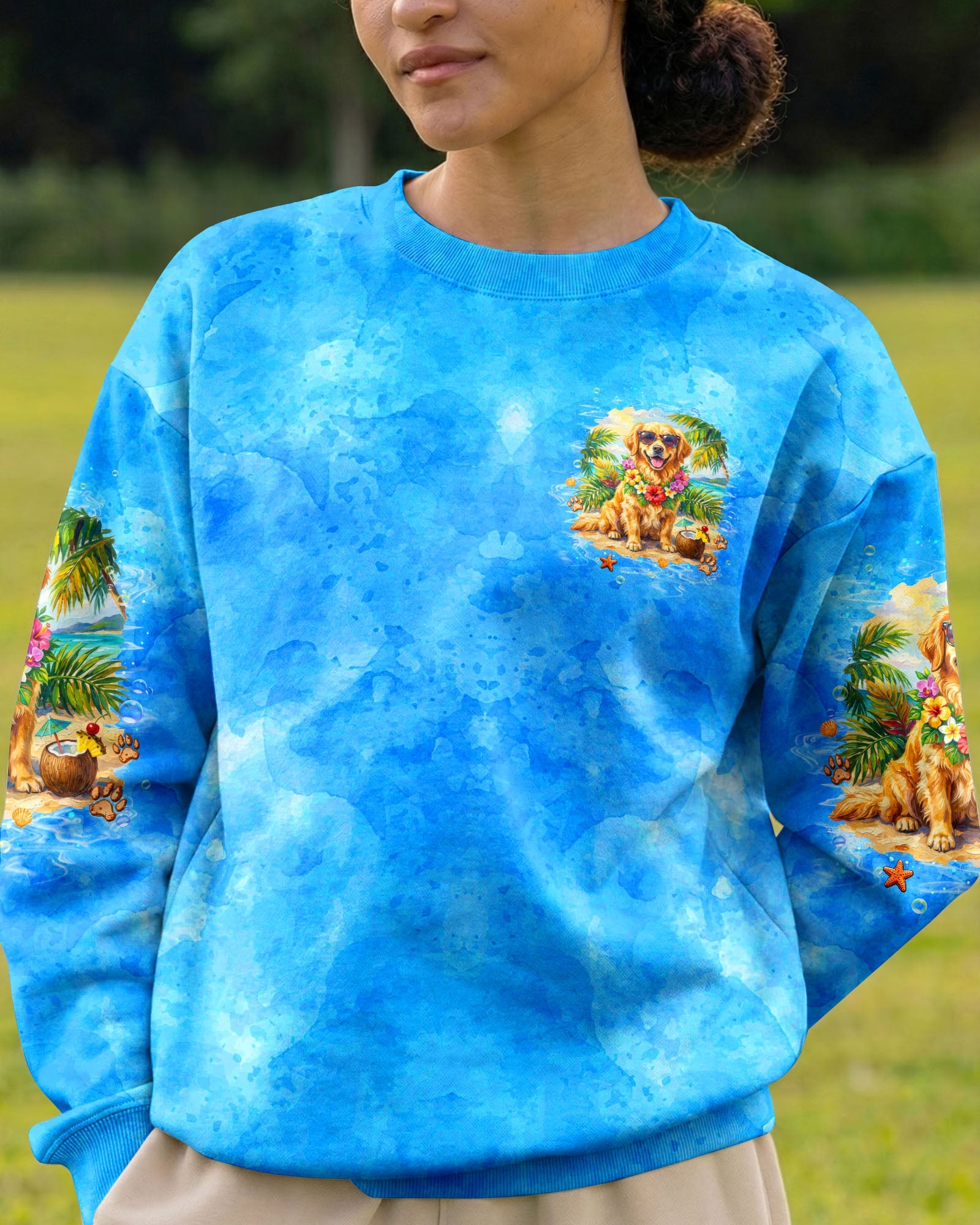 I'M ON ISLAND TIME GOLDEN RETRIEVER DOG ALL OVER PRINT  - TLTW2705261