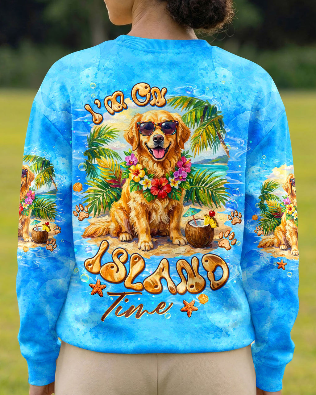 I'M ON ISLAND TIME GOLDEN RETRIEVER DOG ALL OVER PRINT  - TLTW2705261