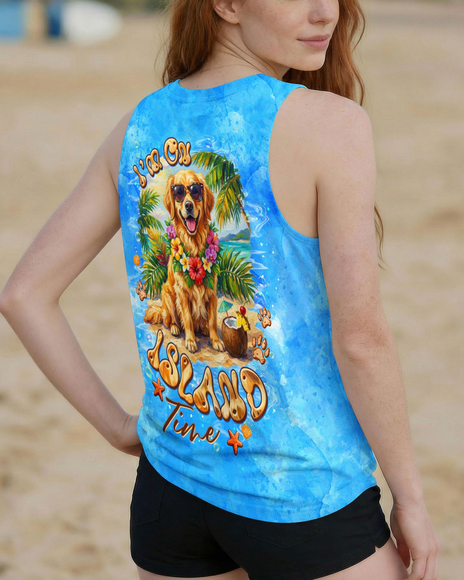 I'M ON ISLAND TIME GOLDEN RETRIEVER DOG ALL OVER PRINT  - TLTW2705261