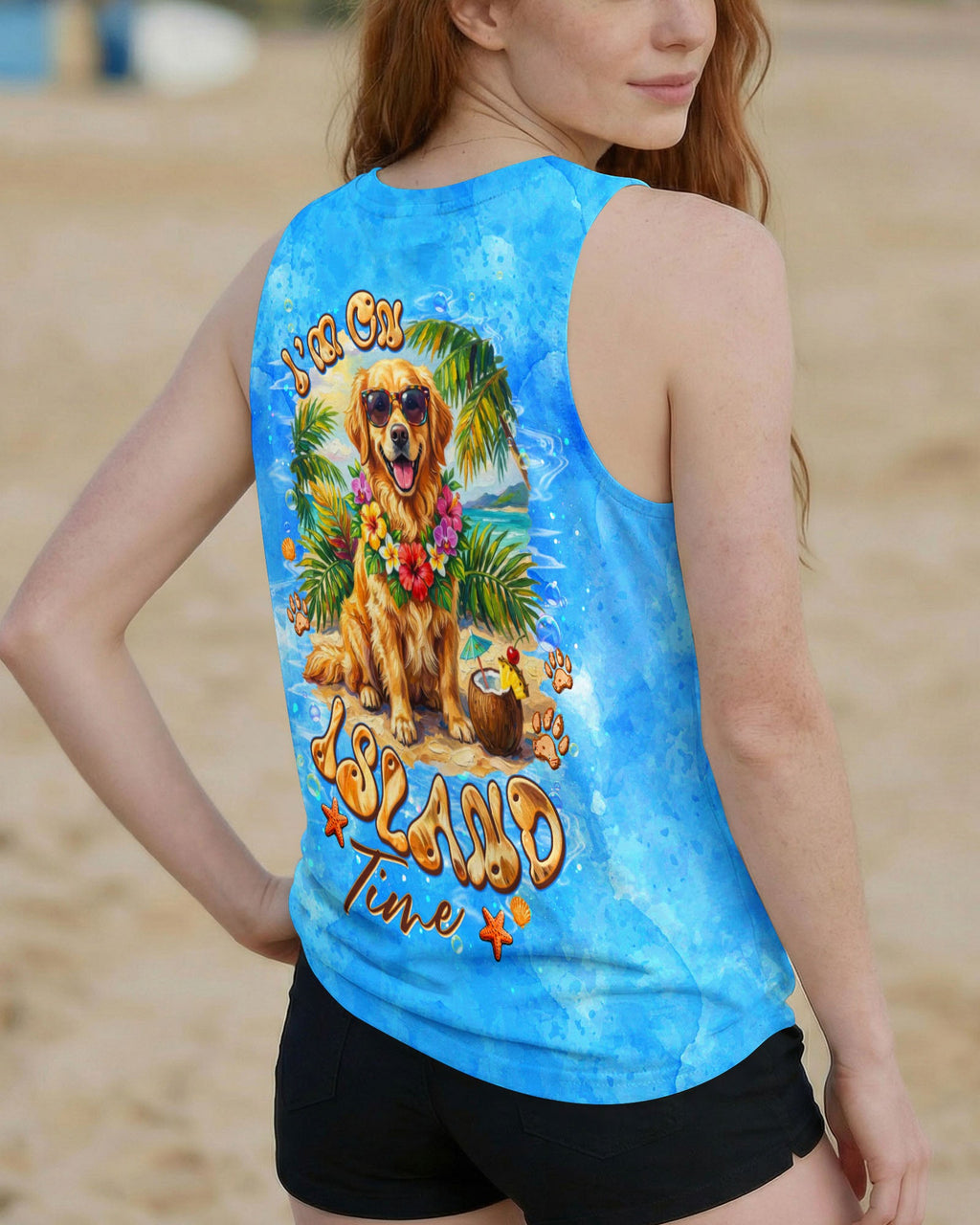I'M ON ISLAND TIME GOLDEN RETRIEVER DOG ALL OVER PRINT  - TLTW2705261