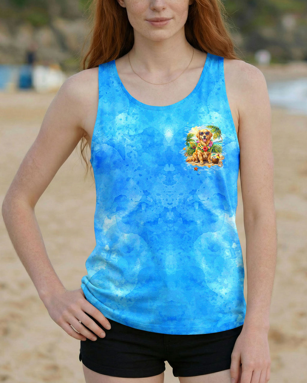 I'M ON ISLAND TIME GOLDEN RETRIEVER DOG ALL OVER PRINT  - TLTW2705261