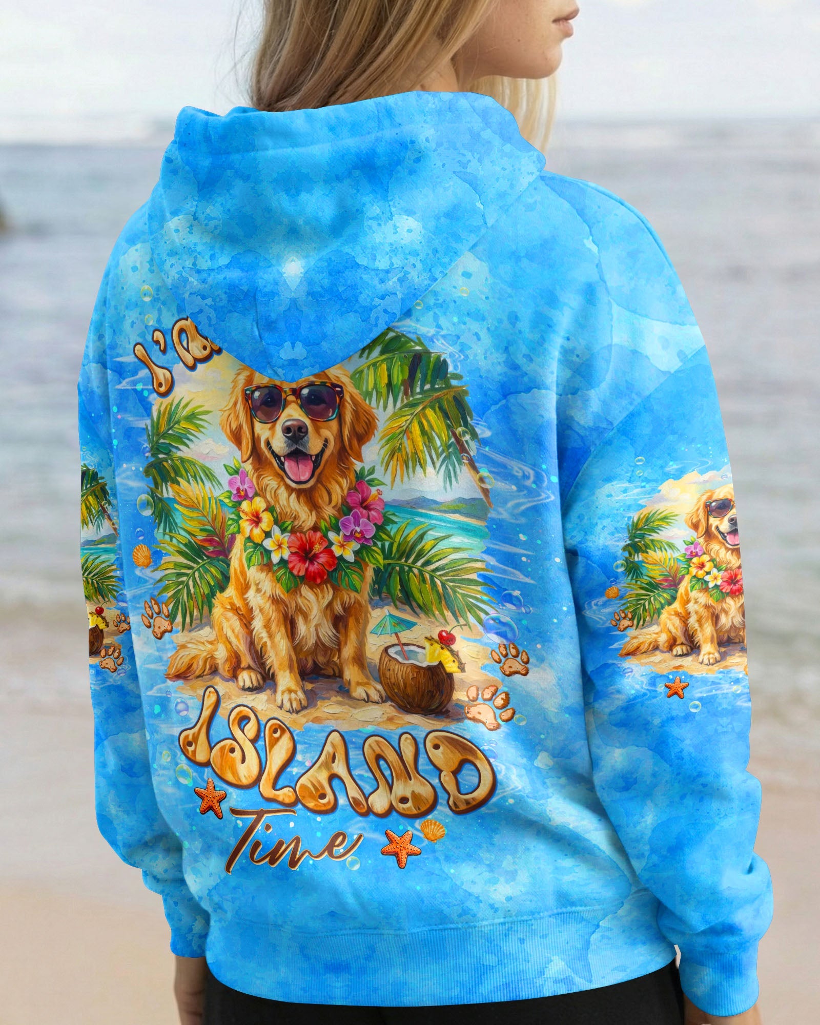 I'M ON ISLAND TIME GOLDEN RETRIEVER DOG ALL OVER PRINT  - TLTW2705261