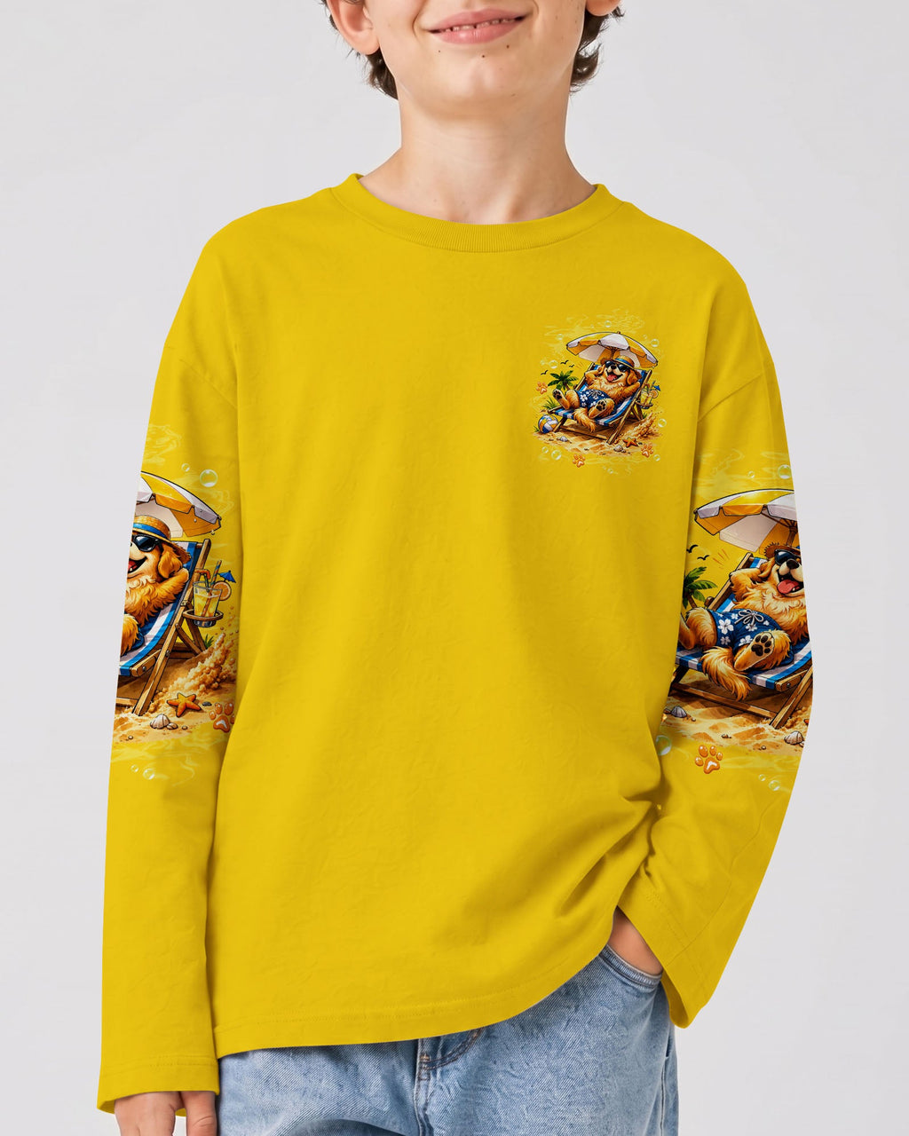 PAWS OUT SUN'S OUT GOLDEN RETRIEVER DOG KIDS ALL OVER PRINT - TLTW2805262