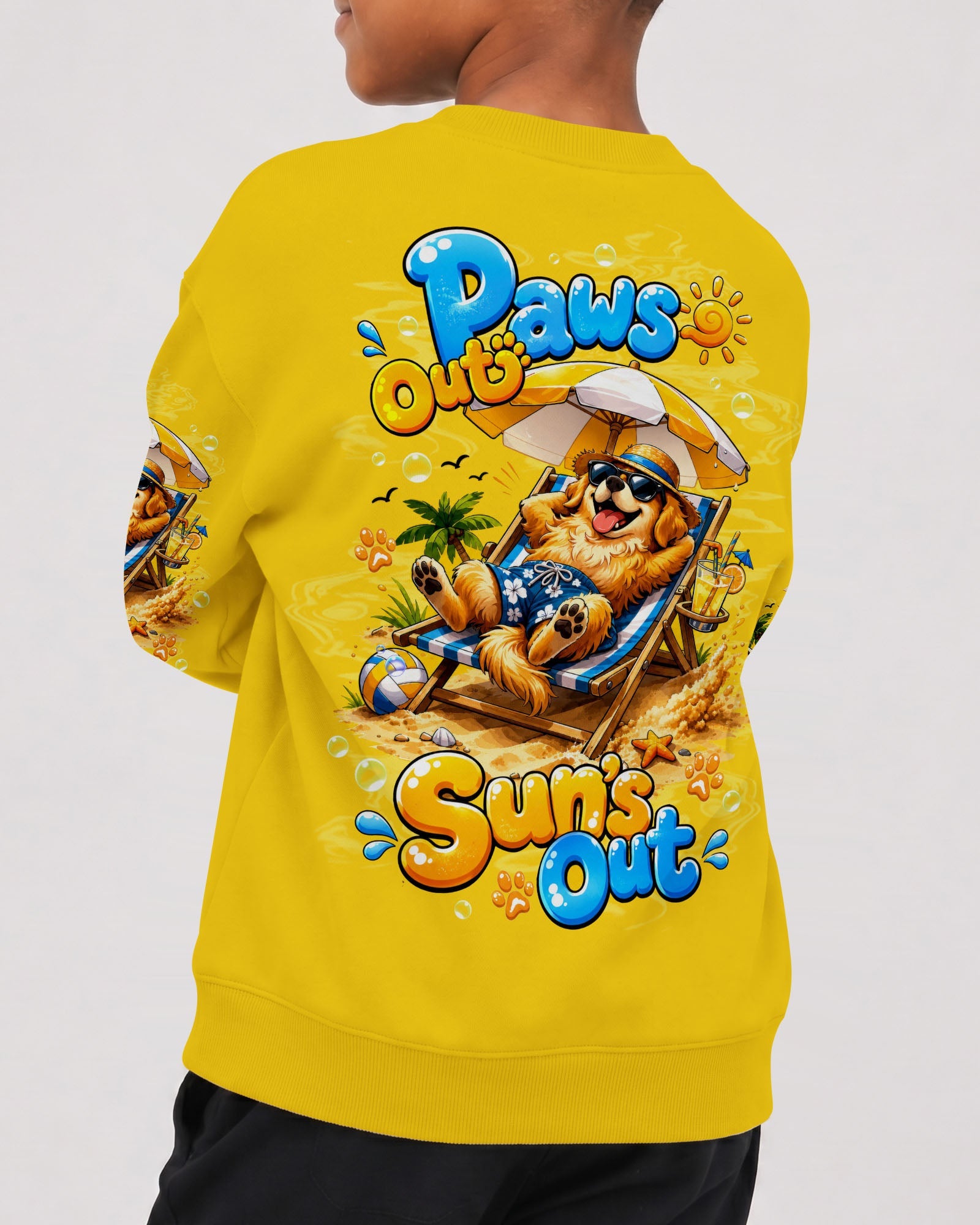 PAWS OUT SUN'S OUT GOLDEN RETRIEVER DOG KIDS ALL OVER PRINT - TLTW2805262