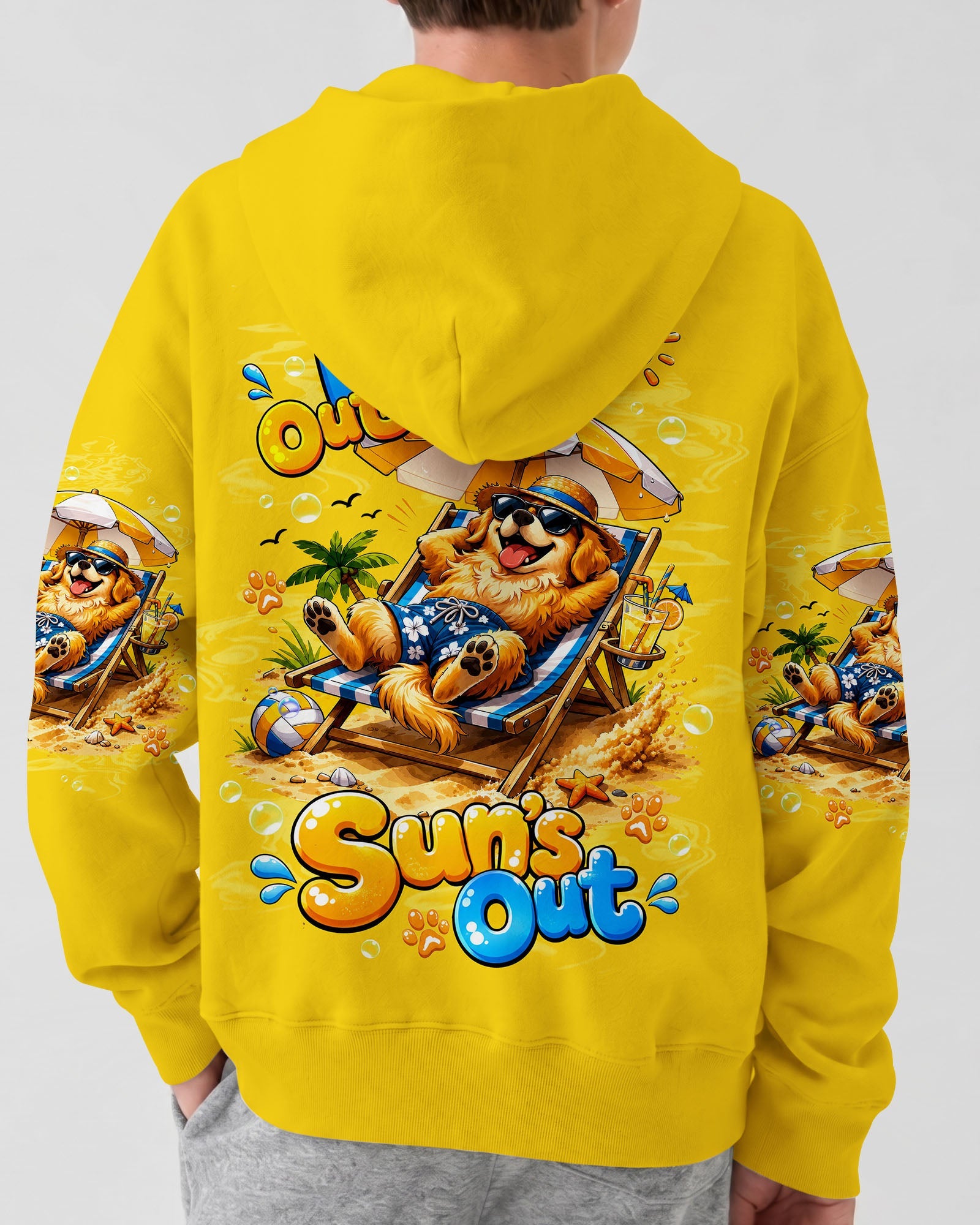 PAWS OUT SUN'S OUT GOLDEN RETRIEVER DOG KIDS ALL OVER PRINT - TLTW2805262