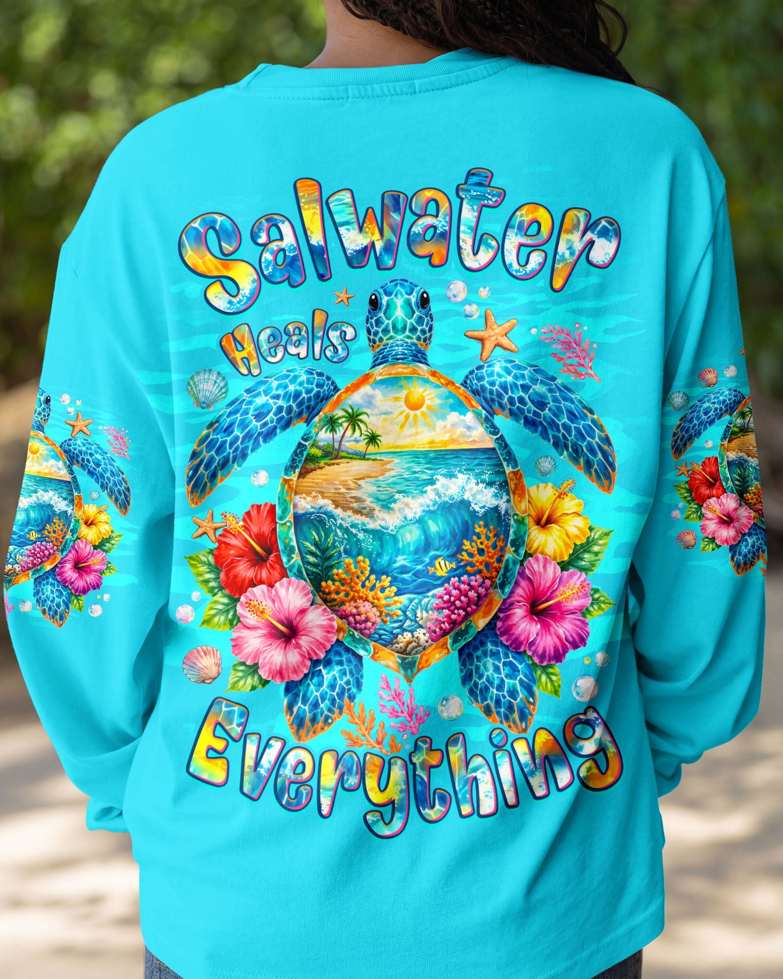 SALTWATER HEALS EVERYTHING TURTLE ALL OVER PRINT - TYQY0707262