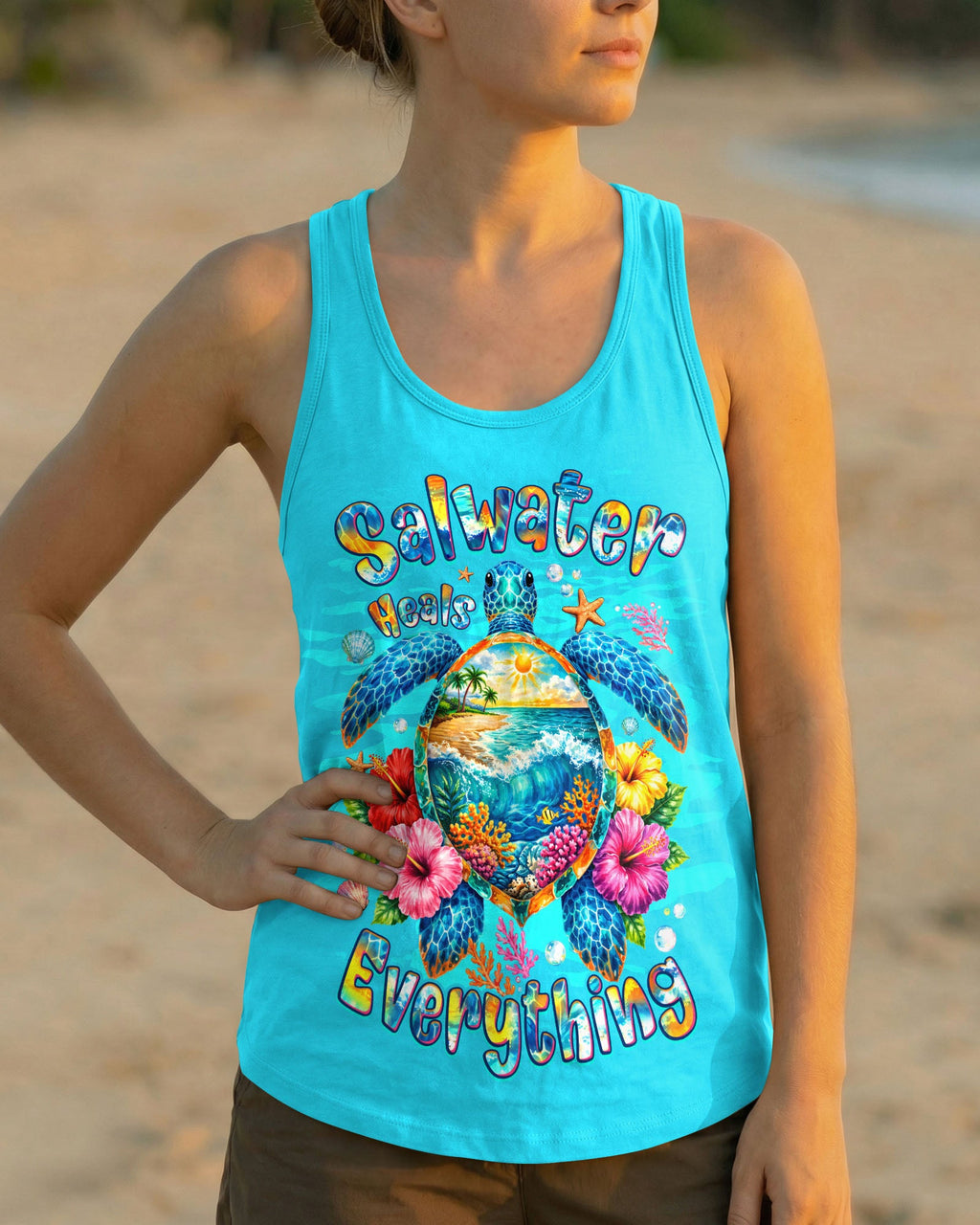 SALTWATER HEALS EVERYTHING TURTLE ALL OVER PRINT - TYQY0707262