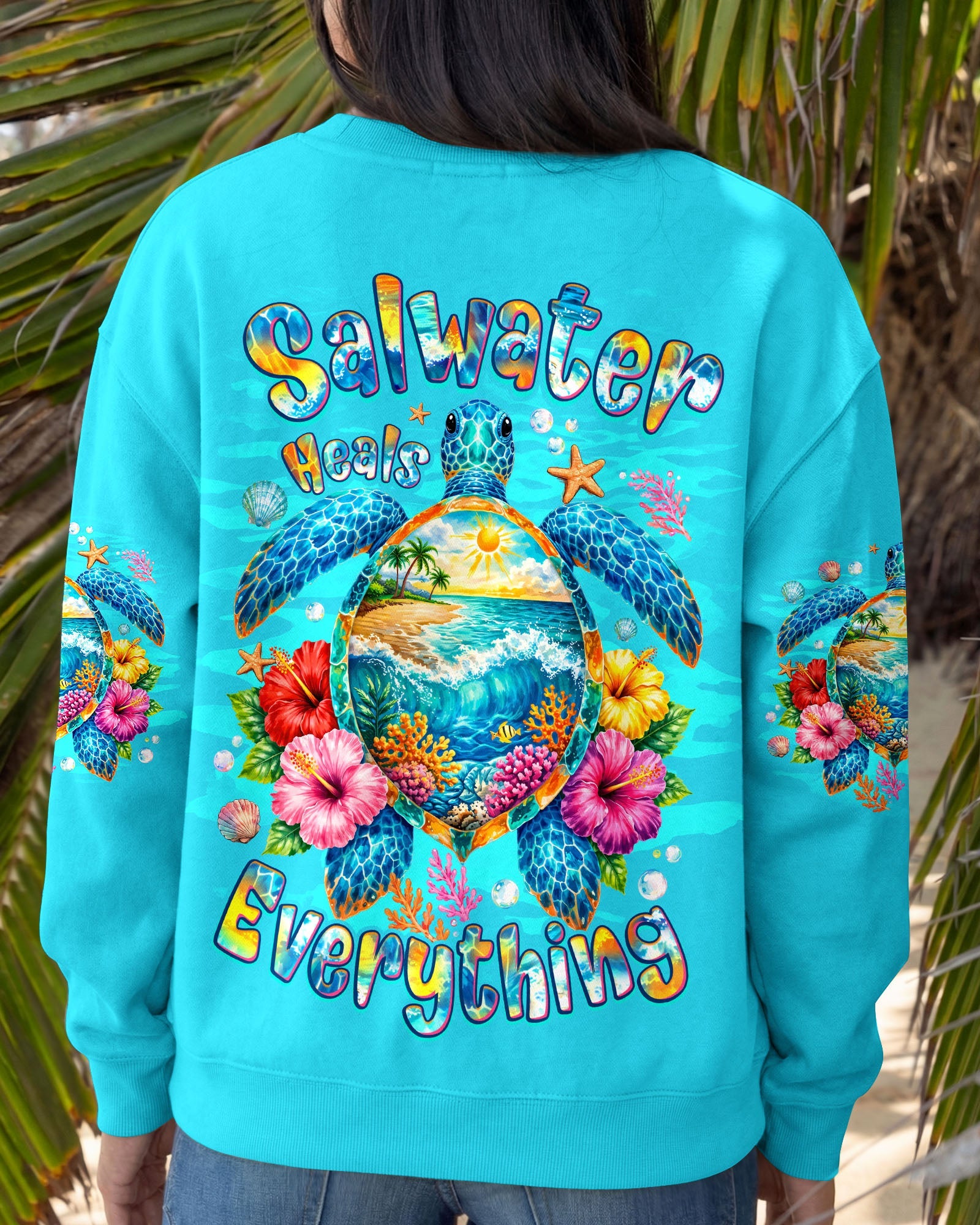 SALTWATER HEALS EVERYTHING TURTLE ALL OVER PRINT - TYQY0707262