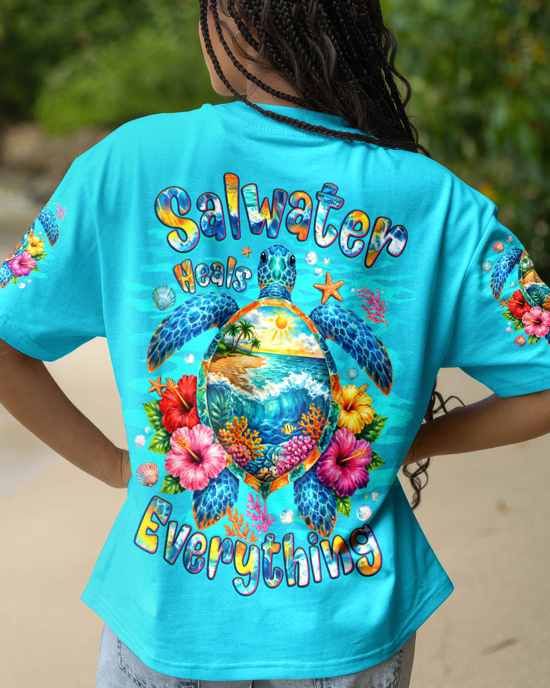 SALTWATER HEALS EVERYTHING TURTLE ALL OVER PRINT - TYQY0707262
