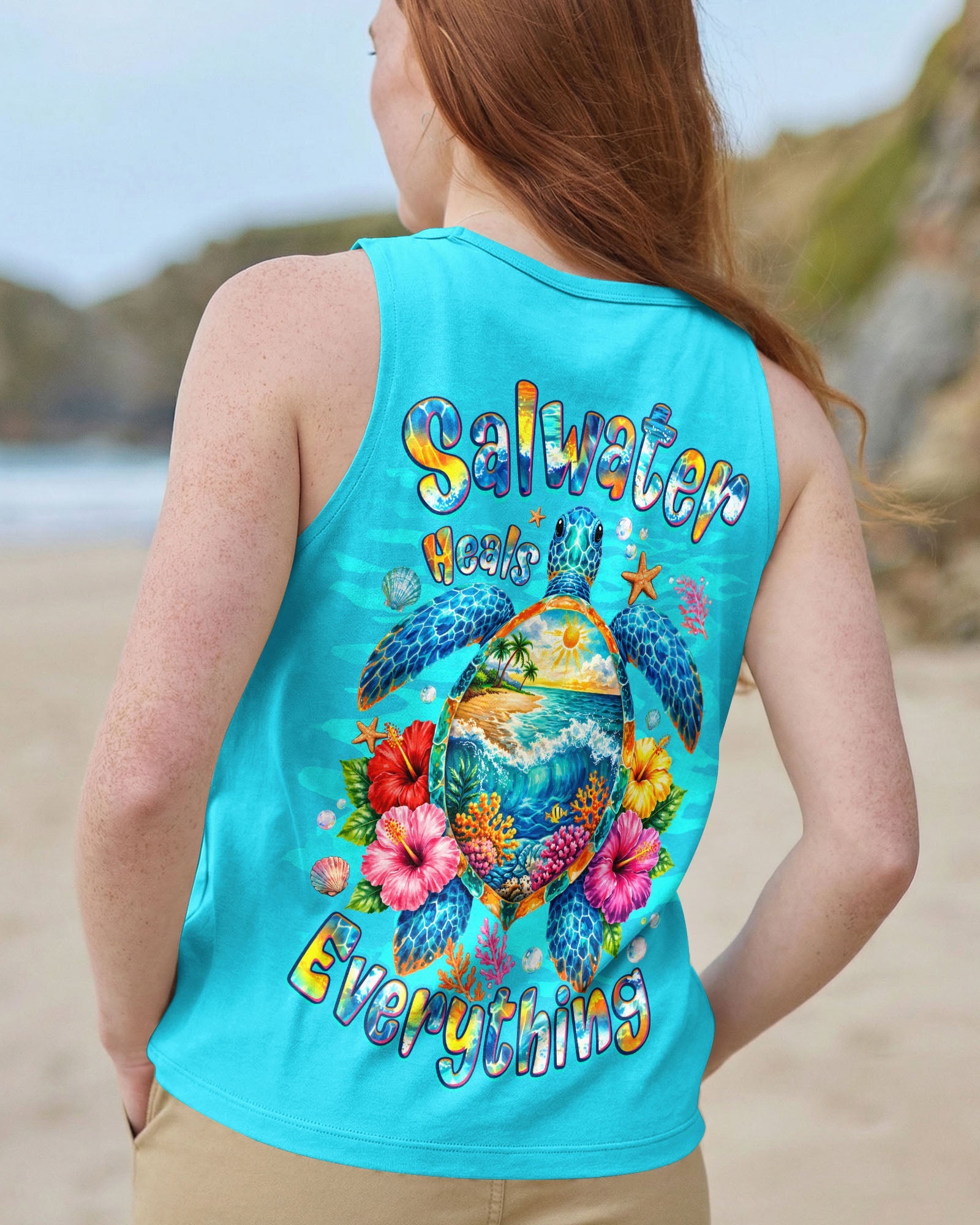 SALTWATER HEALS EVERYTHING TURTLE ALL OVER PRINT - TYQY0707262