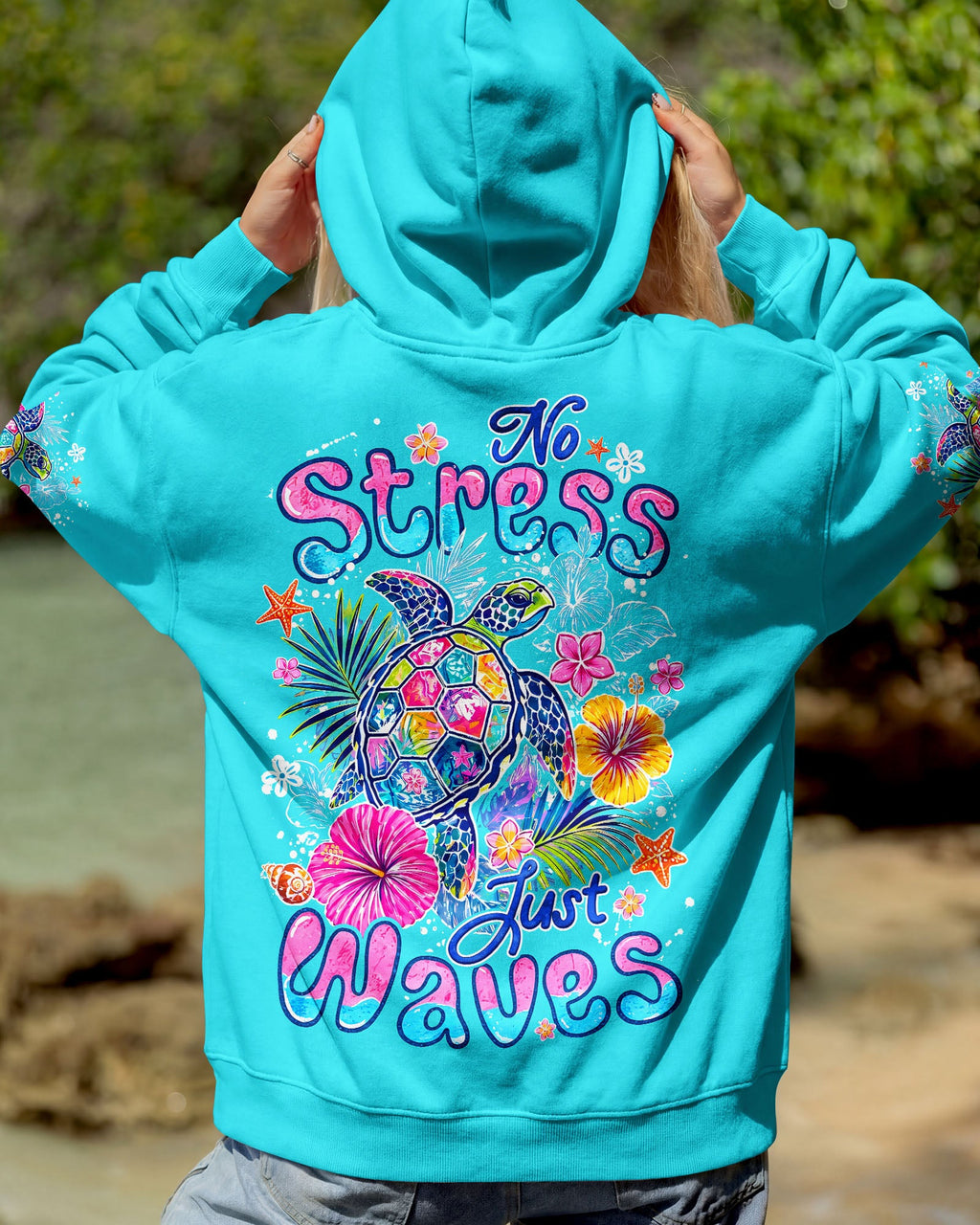 NO STRESS JUST WAVES TURTLE ALL OVER PRINT - TYQY1106265
