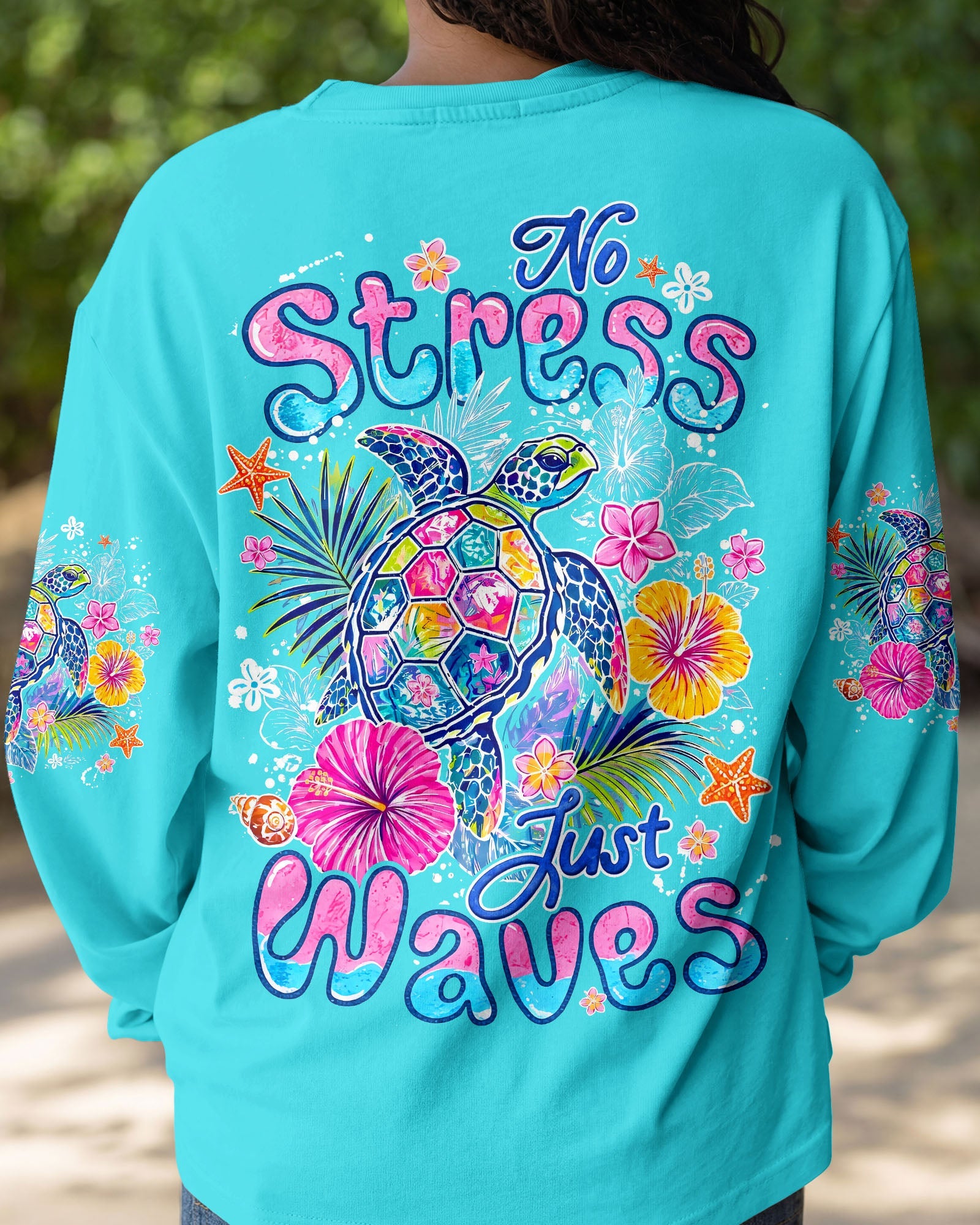 NO STRESS JUST WAVES TURTLE ALL OVER PRINT - TYQY1106265