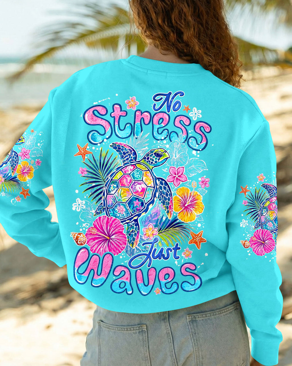 NO STRESS JUST WAVES TURTLE ALL OVER PRINT - TYQY1106265