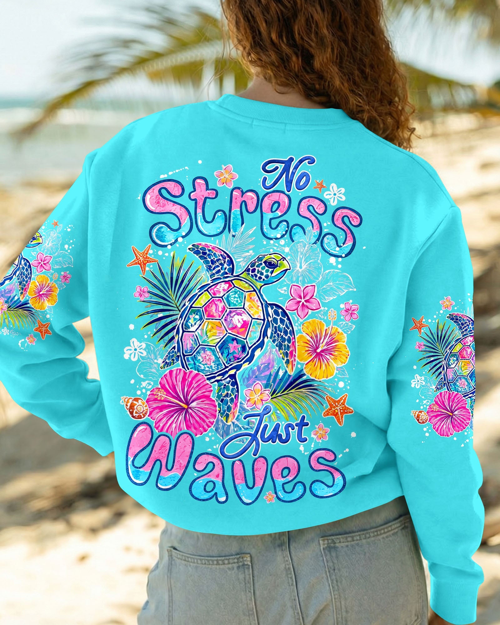 NO STRESS JUST WAVES TURTLE ALL OVER PRINT - TYQY1106265