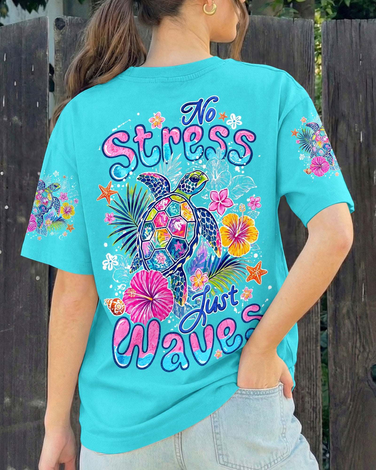 NO STRESS JUST WAVES TURTLE ALL OVER PRINT - TYQY1106265