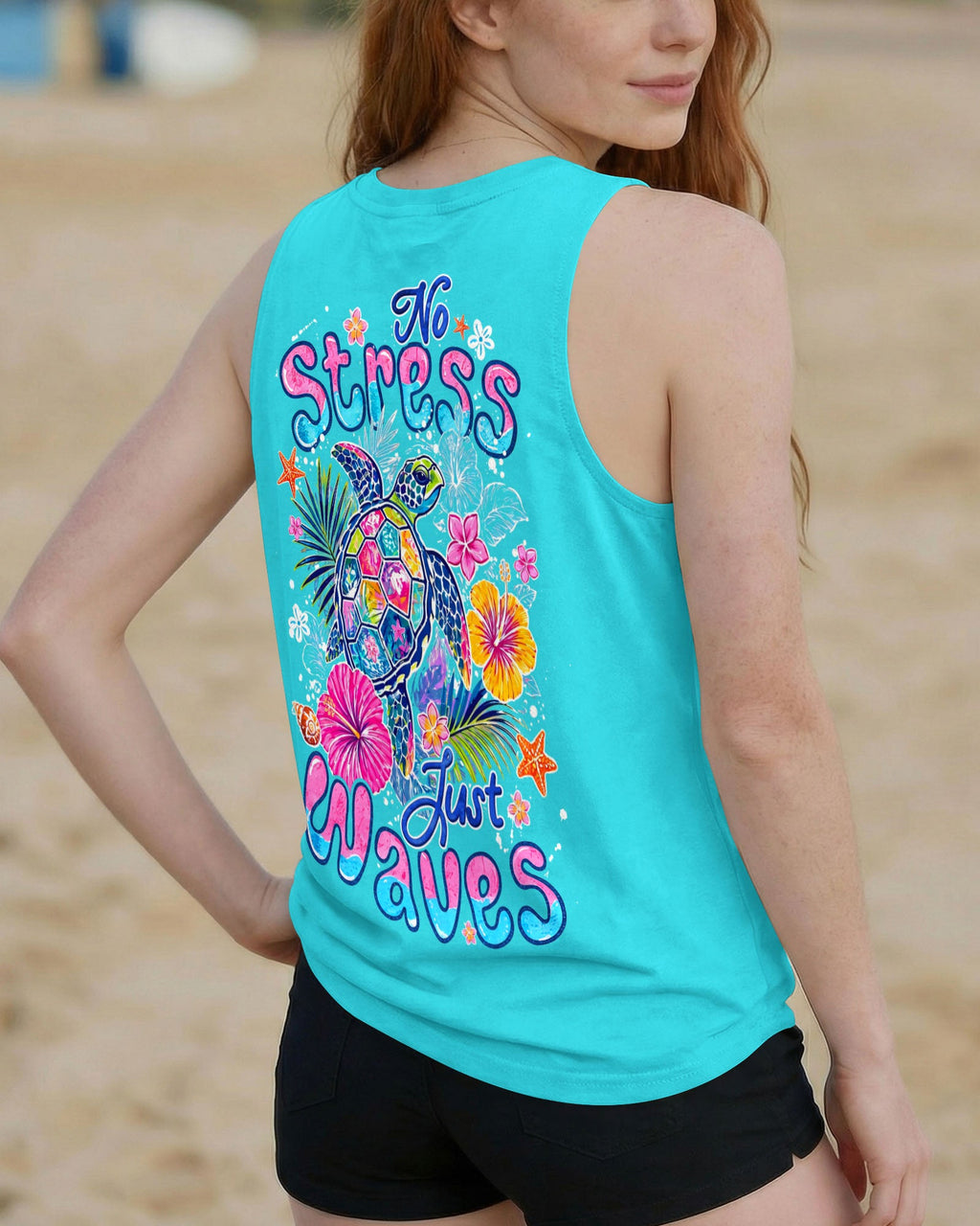 NO STRESS JUST WAVES TURTLE ALL OVER PRINT - TYQY1106265
