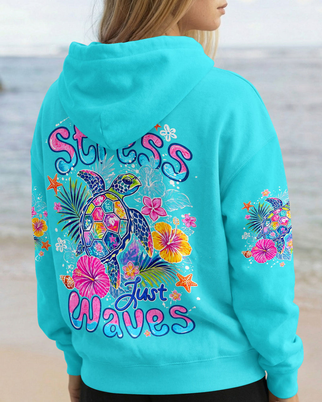 NO STRESS JUST WAVES TURTLE ALL OVER PRINT - TYQY1106265