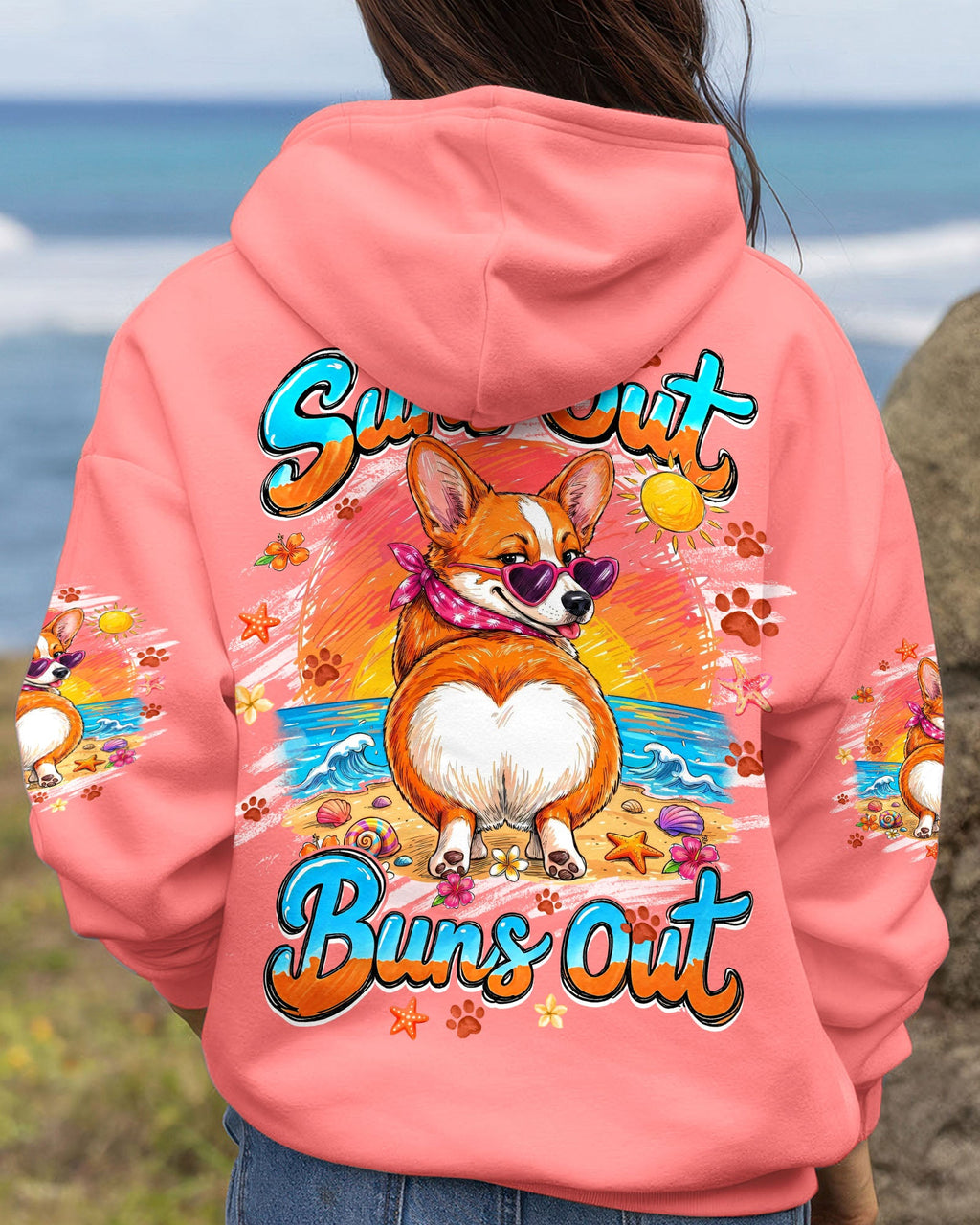 SUN'S OUT BUNS OUT CORGI DOG ALL OVER PRINT - TYQY1506262