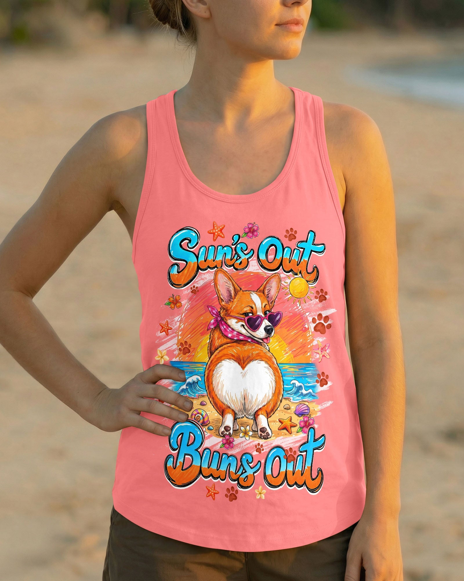 SUN'S OUT BUNS OUT CORGI DOG ALL OVER PRINT - TYQY1506262