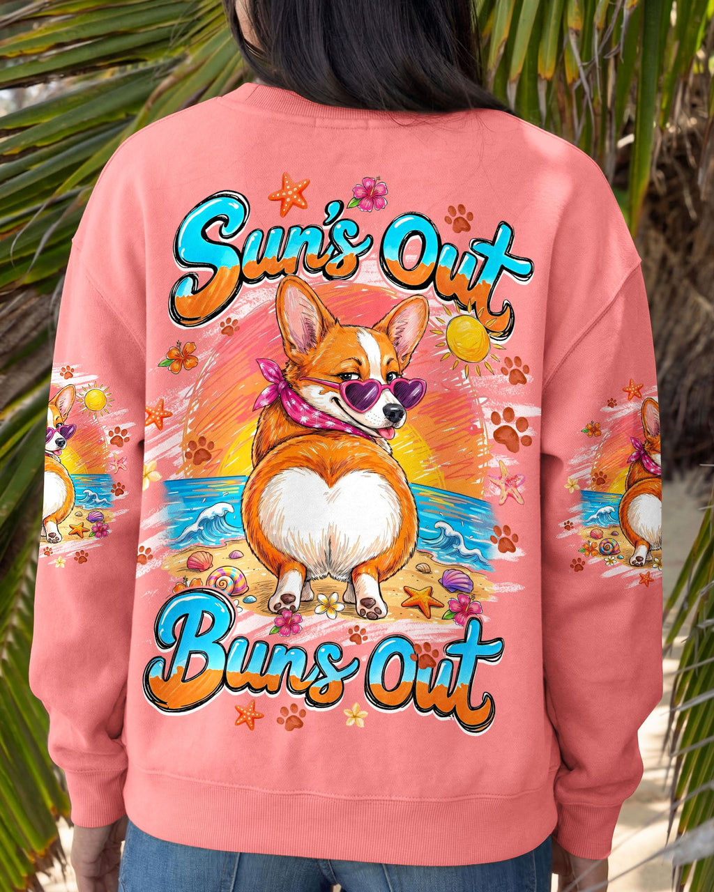 SUN'S OUT BUNS OUT CORGI DOG ALL OVER PRINT - TYQY1506262
