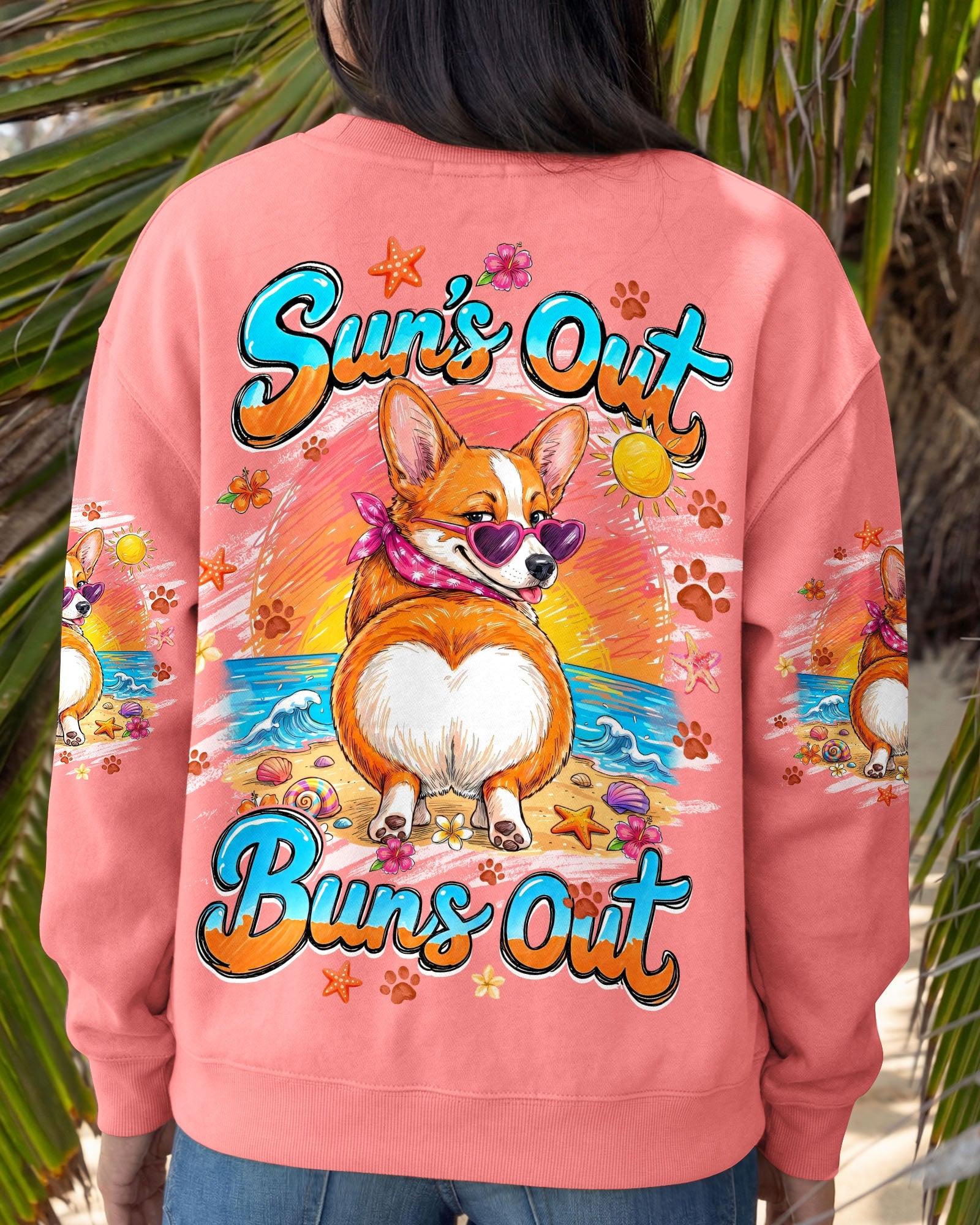 SUN'S OUT BUNS OUT CORGI DOG ALL OVER PRINT - TYQY1506262
