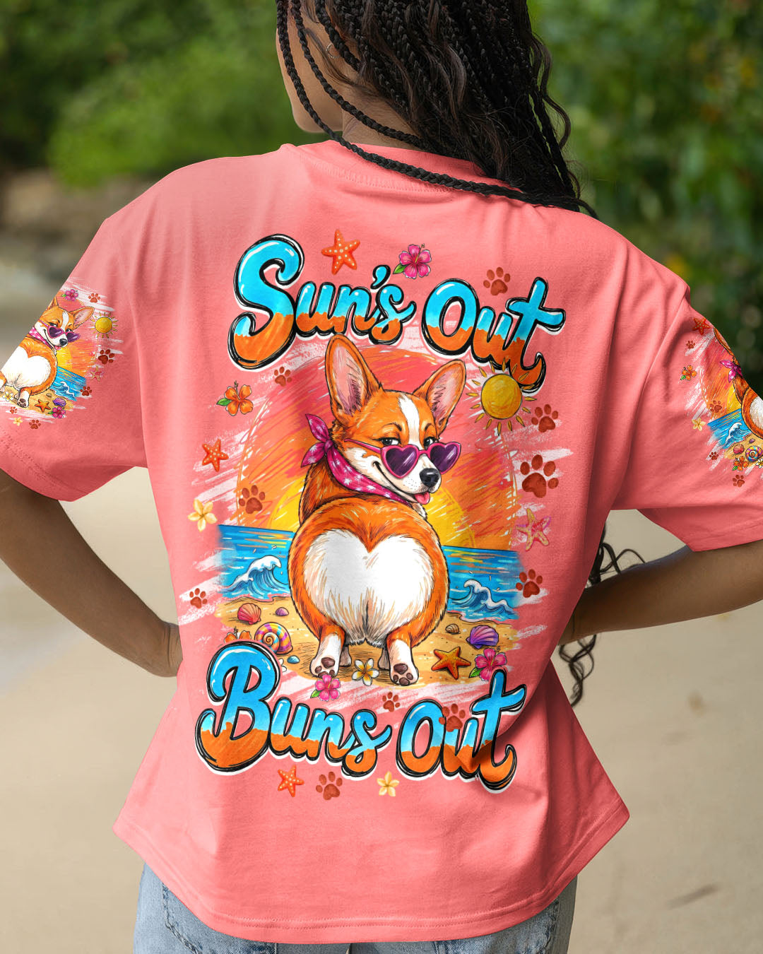 SUN'S OUT BUNS OUT CORGI DOG ALL OVER PRINT - TYQY1506262
