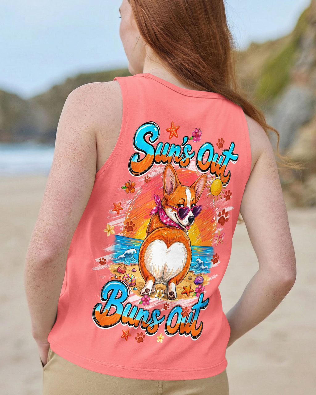 SUN'S OUT BUNS OUT CORGI DOG ALL OVER PRINT - TYQY1506262