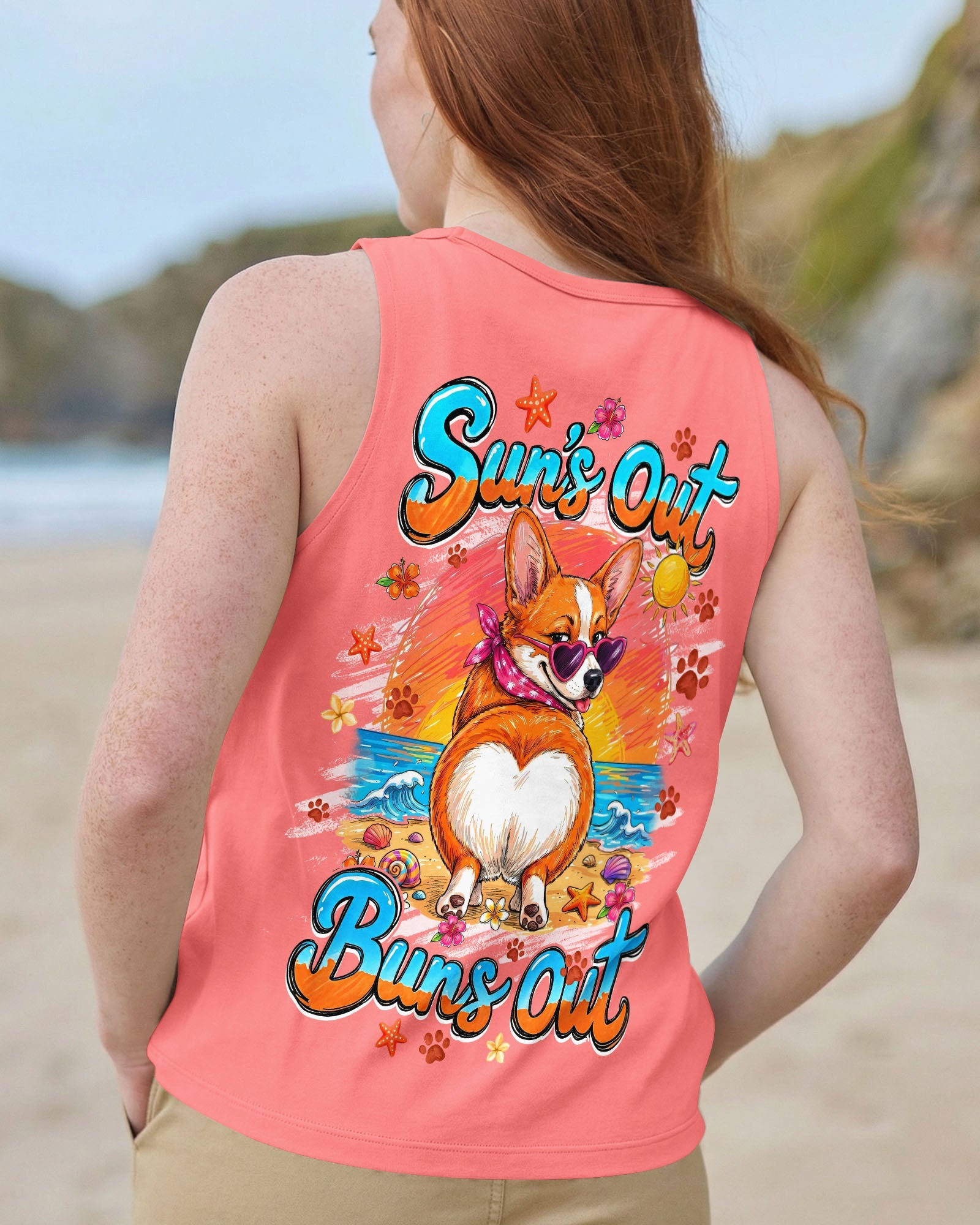 SUN'S OUT BUNS OUT CORGI DOG ALL OVER PRINT - TYQY1506262