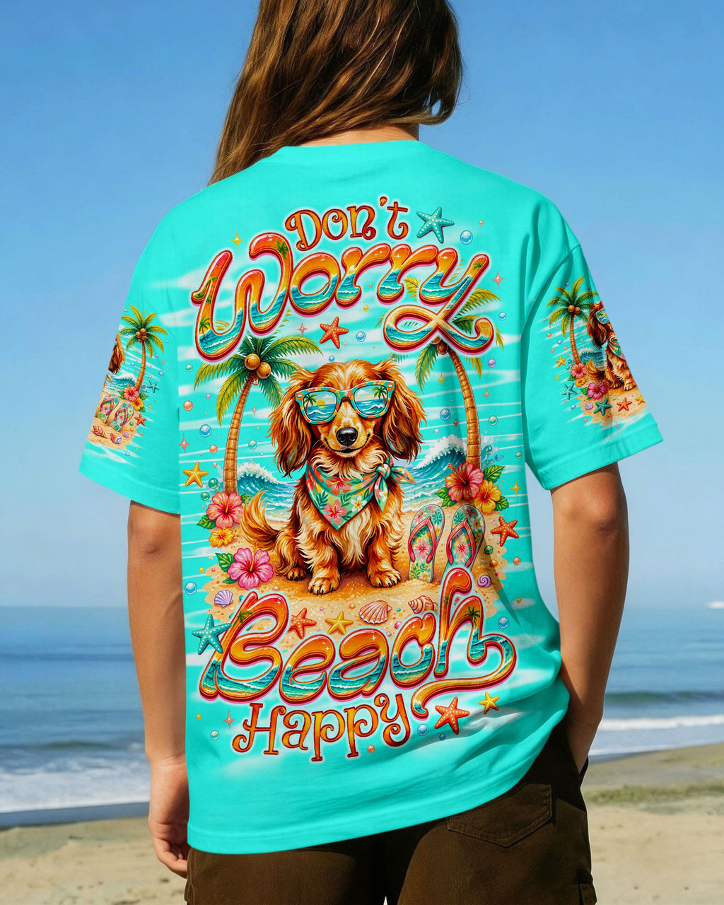 DON'T WORRY  LONG-HAIRED DACHSHUND DOG  ALL OVER PRINT - TLNO0705262
